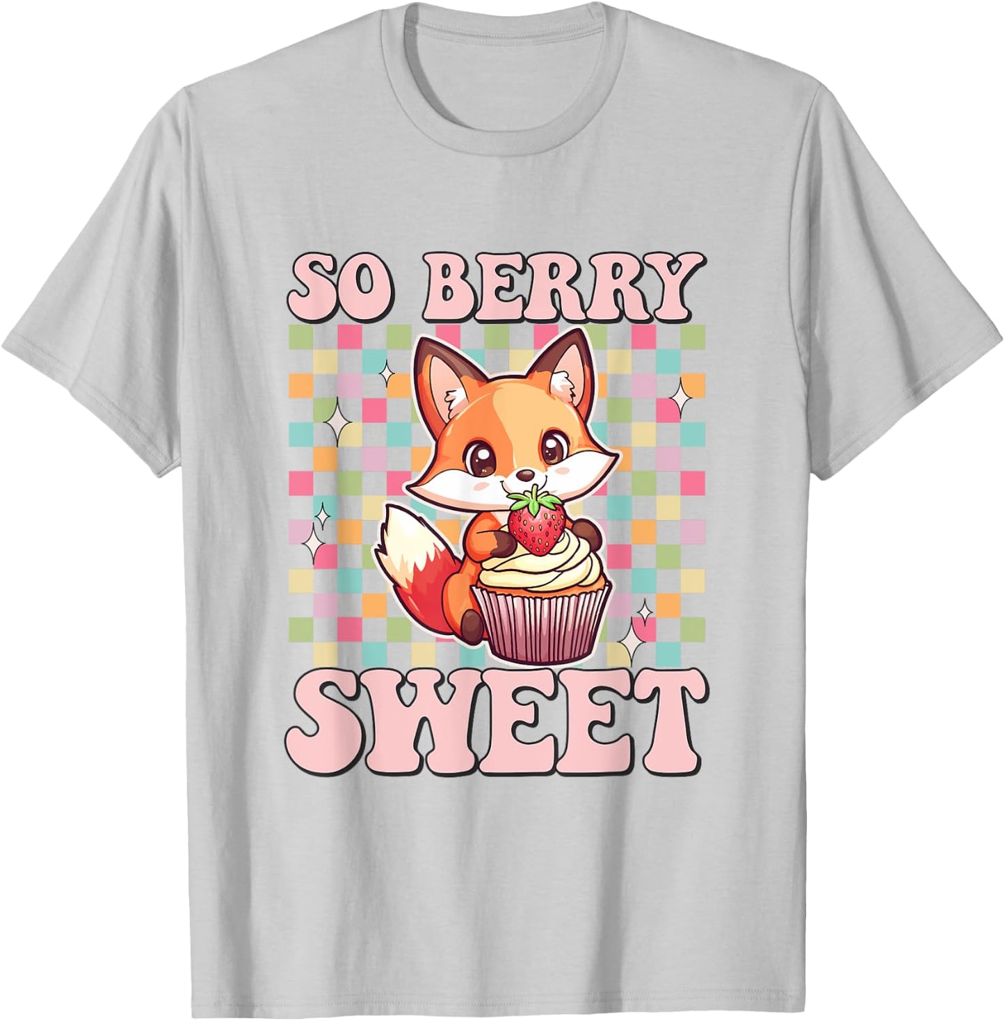 Fox eating Strawberry Cupcake Toddler Girl Foxes Muffin T-Shirt - T-Shirt | Ash