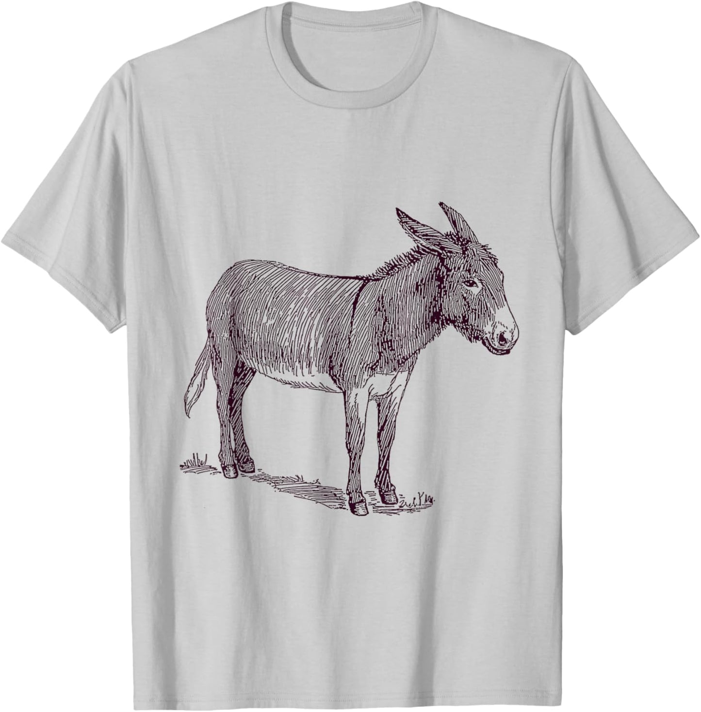 NaturalAnimalTees Donkey . Grey -Adults Classic Fit Cartoon . Small T-Shirt - T-Shirt | Ash