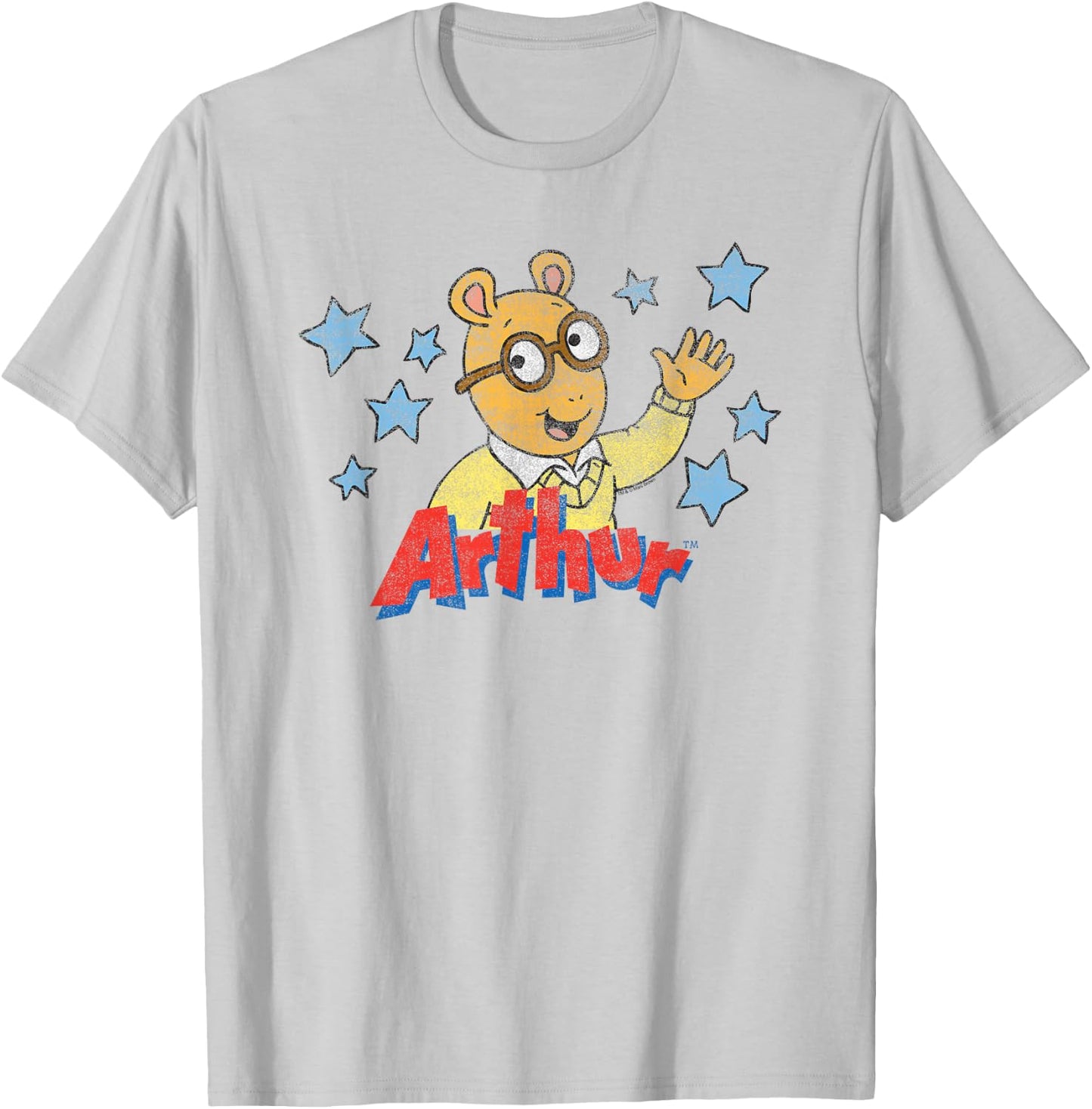 Arthur Distressed Arthur With Logo & Stars T-Shirt - T-Shirt | Ash