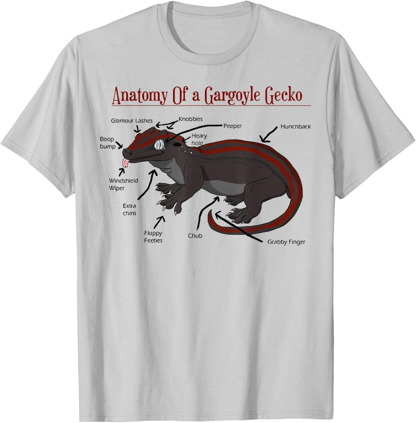 Anatomy of a Gargoyle Gecko T-Shirt - T-Shirt | Ash