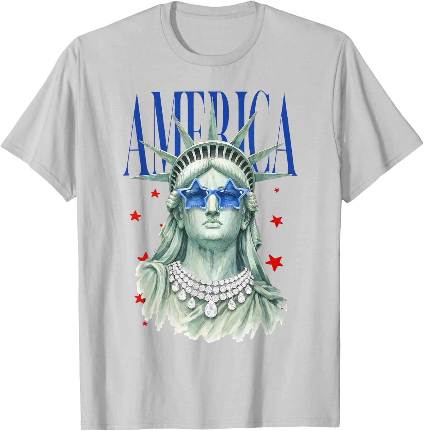 American Beauty Statue of Liberty Patriotic 4th of July T-Shirt - T-Shirt | Ash