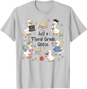 Just A Third Grade Goose Back School Teacher Student T-Shirt - T-Shirt | Ash