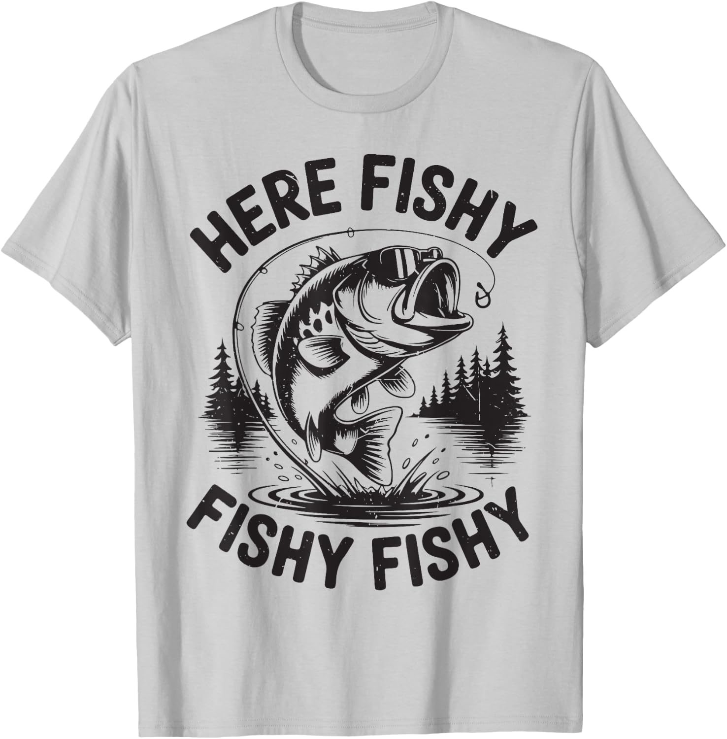 Here-Fishy Bonus Dad Fishing Father Day Gift from Daughter T-Shirt - T-Shirt | Ash