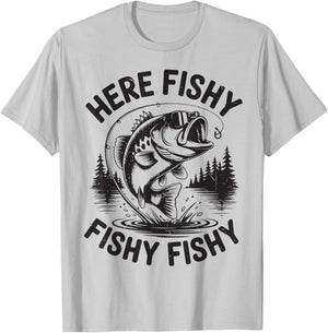 Here-Fishy Bonus Dad Fishing Father Day Gift from Daughter T-Shirt - T-Shirt | Ash