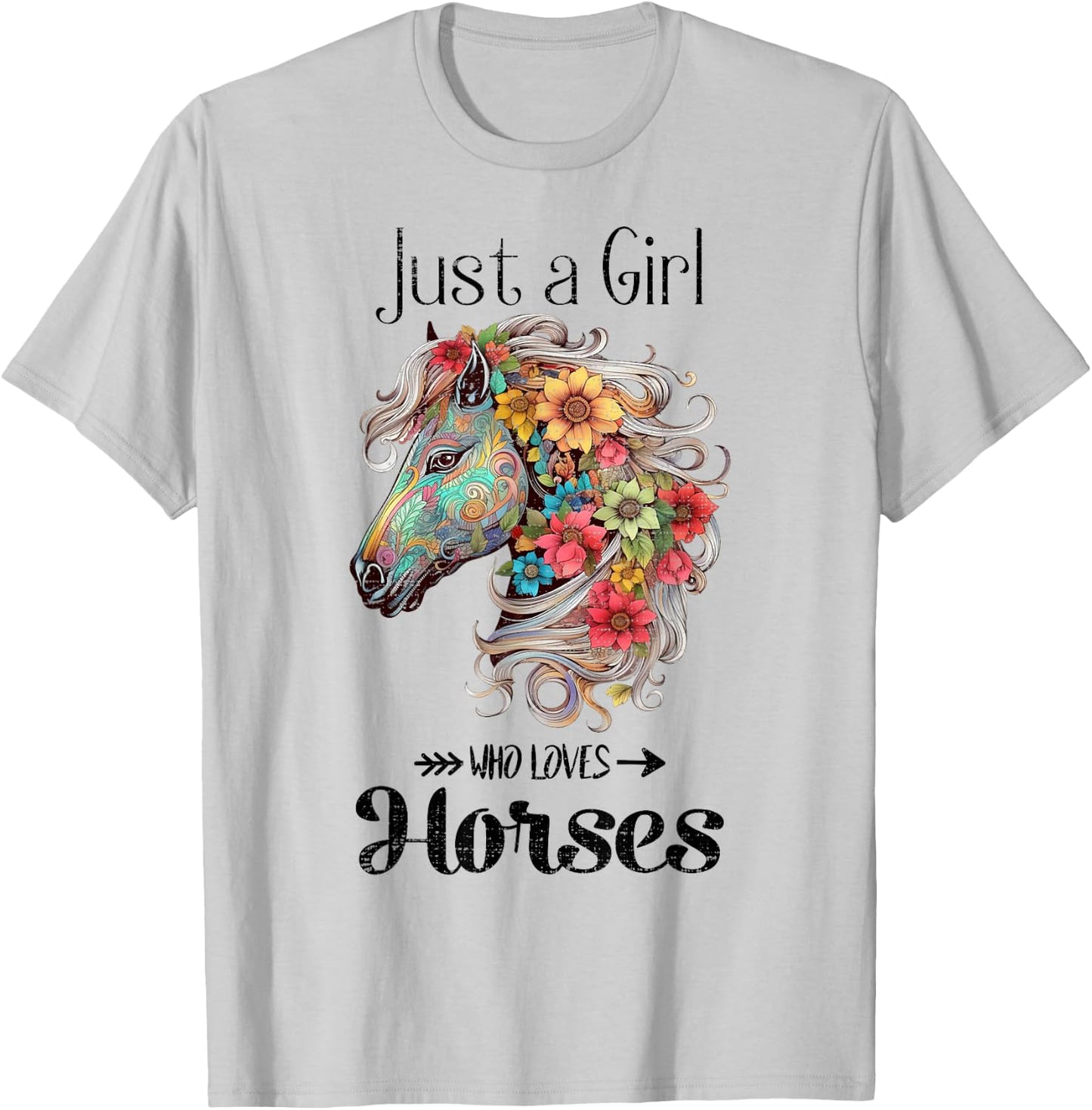 Vintage Just A Girl Who Loves Horses, Horseback Riding T-Shirt - T-Shirt | Ash