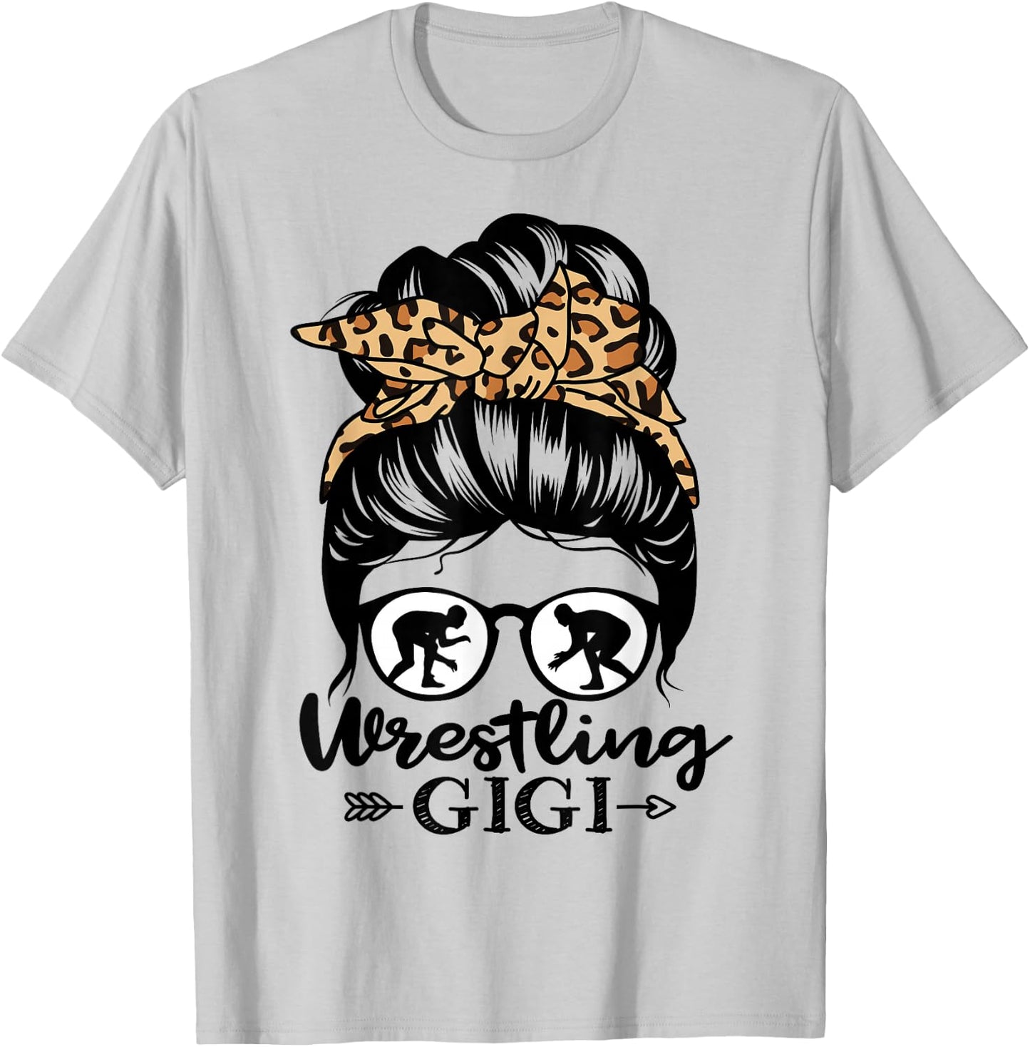 Wrestling Gigi Messy Bun Hair Funny Wrestler Gigi T-Shirt - T-Shirt | Ash