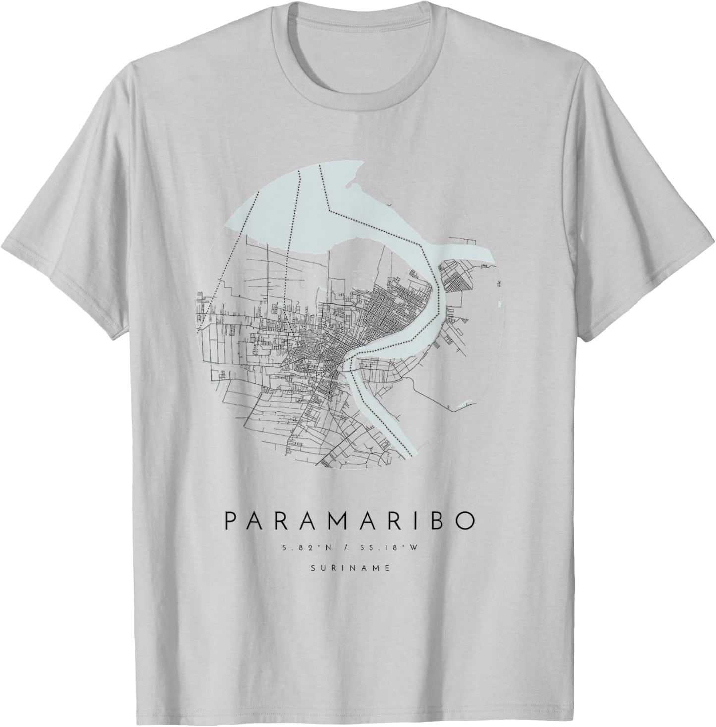 paramaribo suriname Coordinates map hometown T-Shirt - T-Shirt | Ash