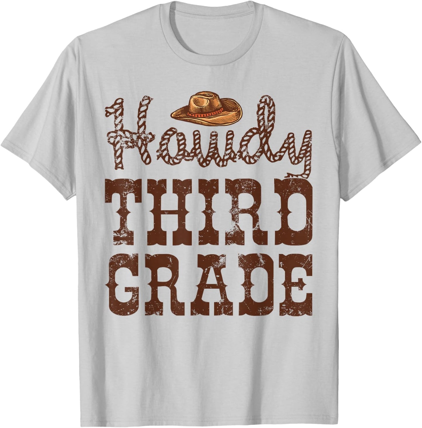 Howdy Third Grade Teacher Cowboy Cowgirl Back to School T-Shirt - T-Shirt | Ash