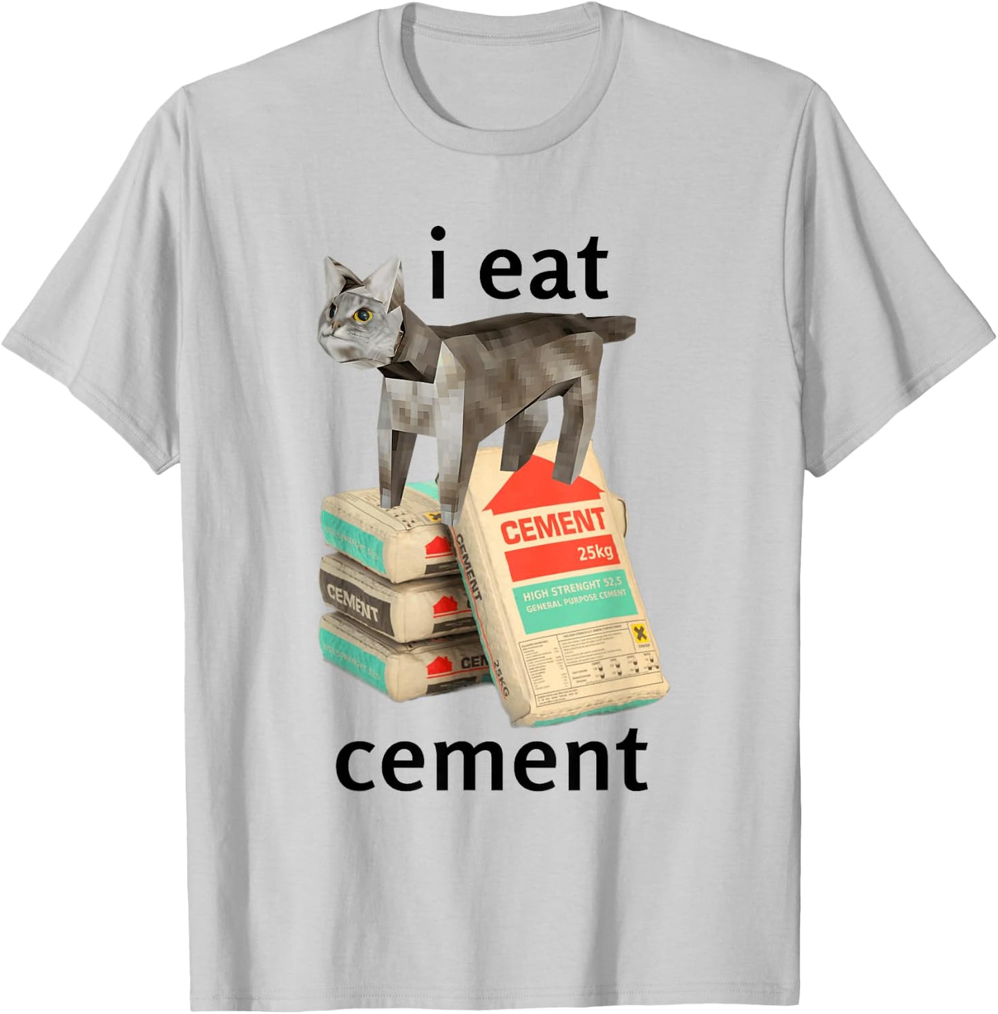 I Eat Cement Cat Shirt Kids Funny Dank Cat Meme T-Shirt - T-Shirt | Ash