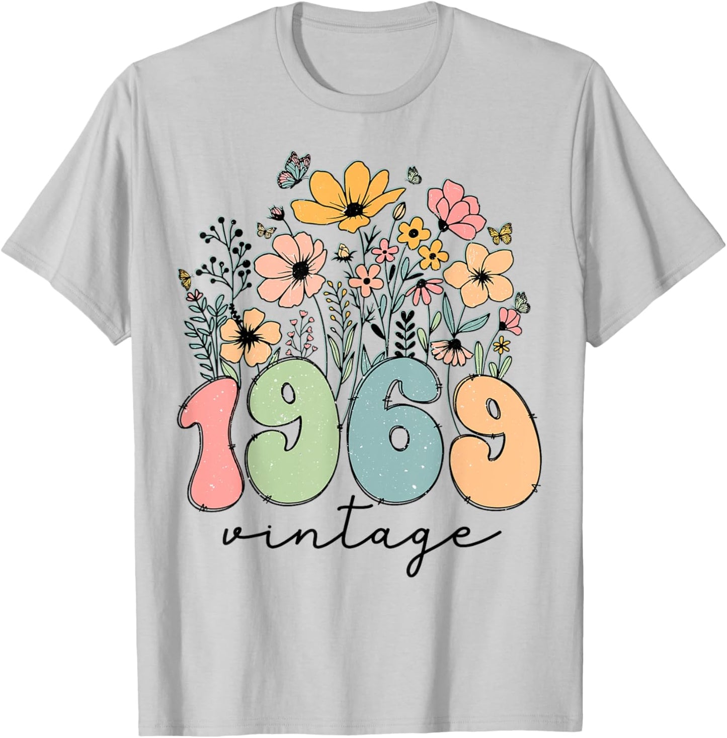 55 Years Old Vintage 1969 Flowers 55th Birthday Floral Women T-Shirt - T-Shirt | Ash