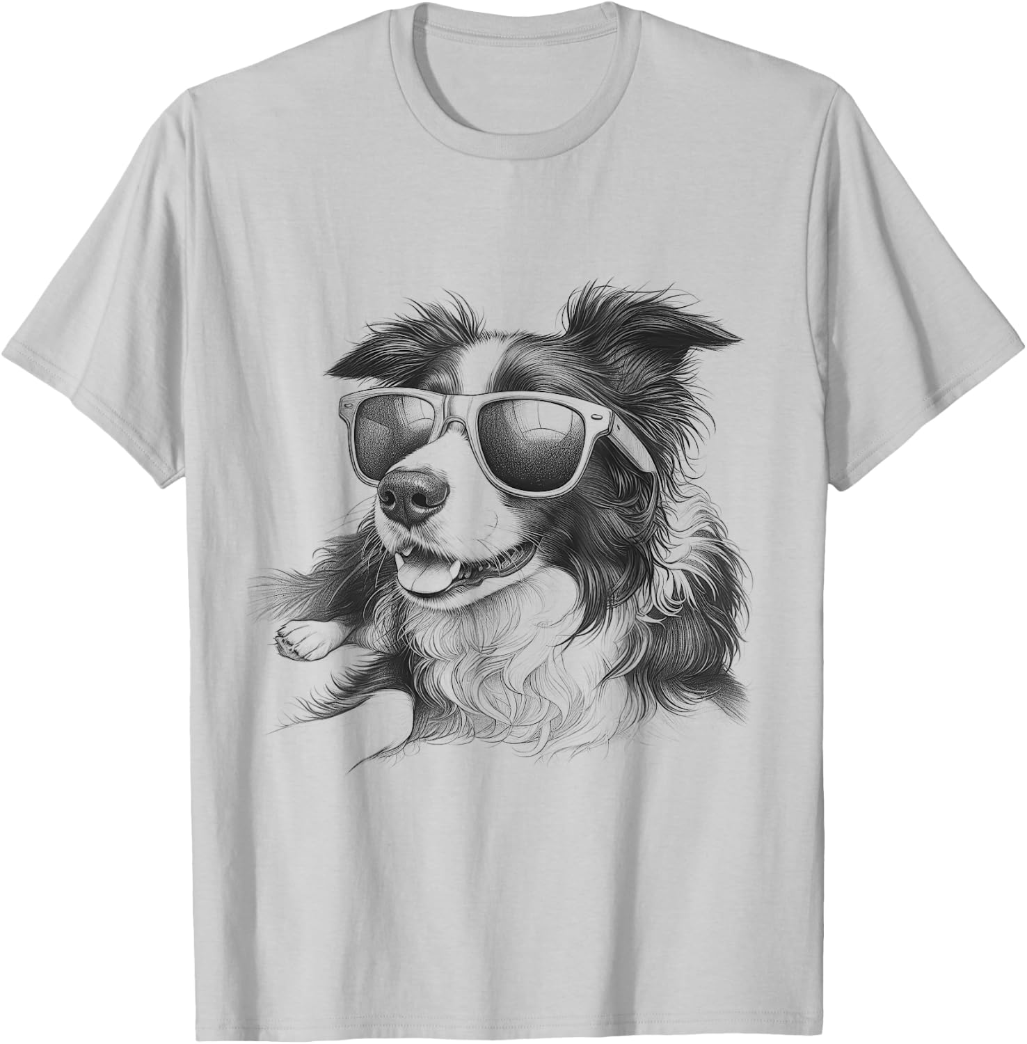 Border Collie With Sunglasses Design And Kids T-Shirt - T-Shirt | Ash