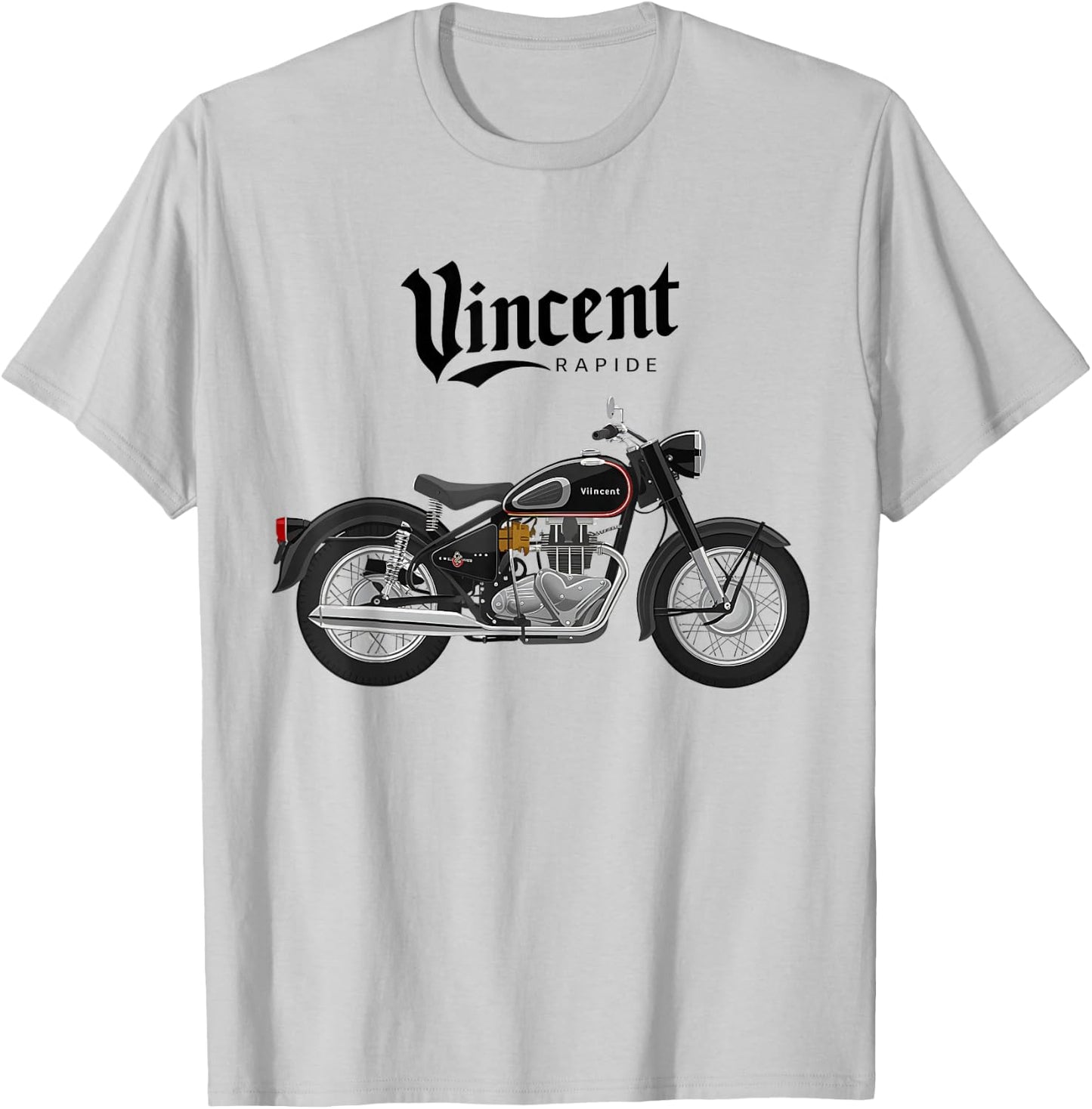 Vincent Rapide Vintage Motorcycle Graphic T Shirt, white, S T-Shirt - T-Shirt | Ash
