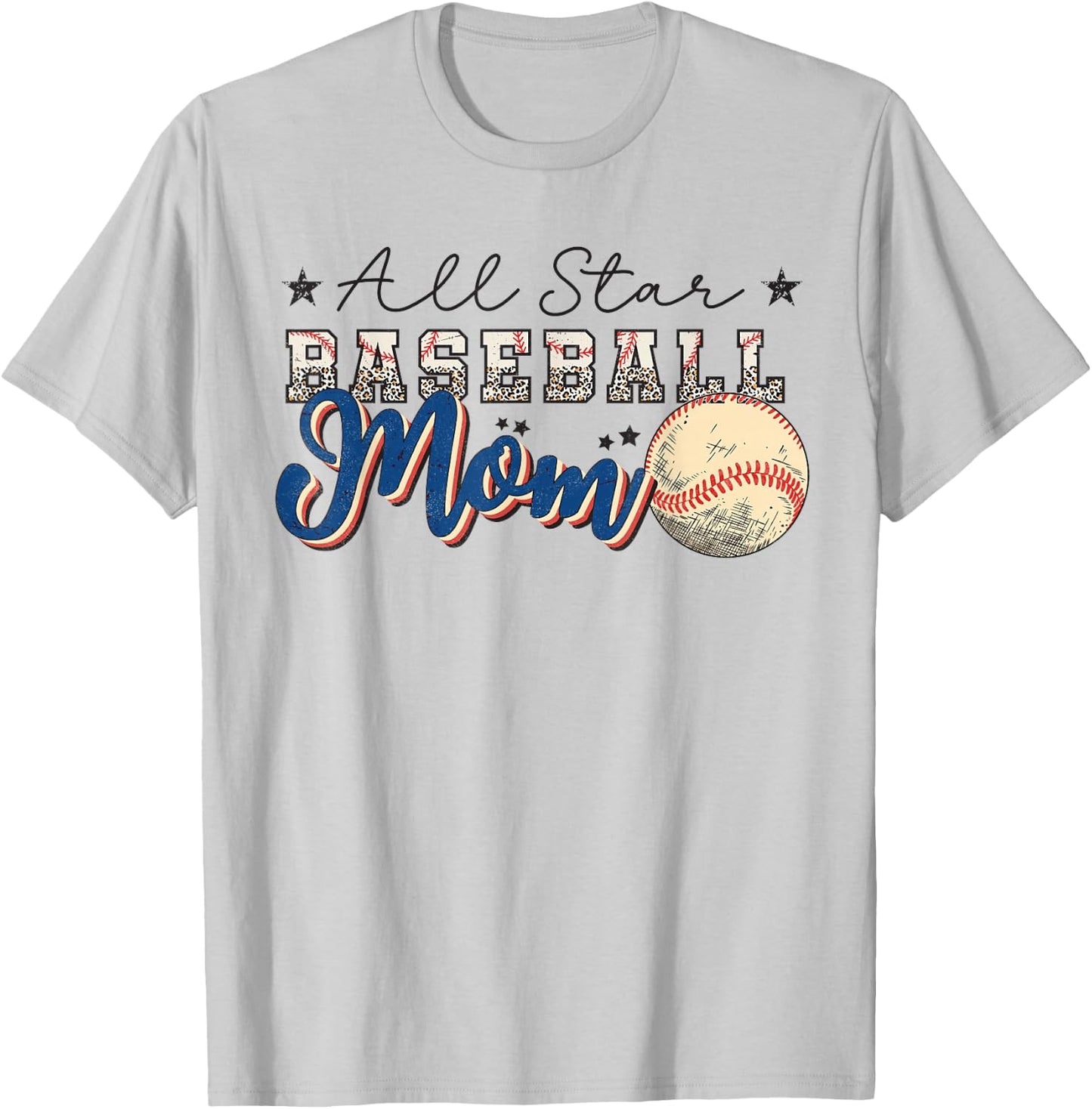 All Star Baseball Mom T-Shirt - T-Shirt | Ash