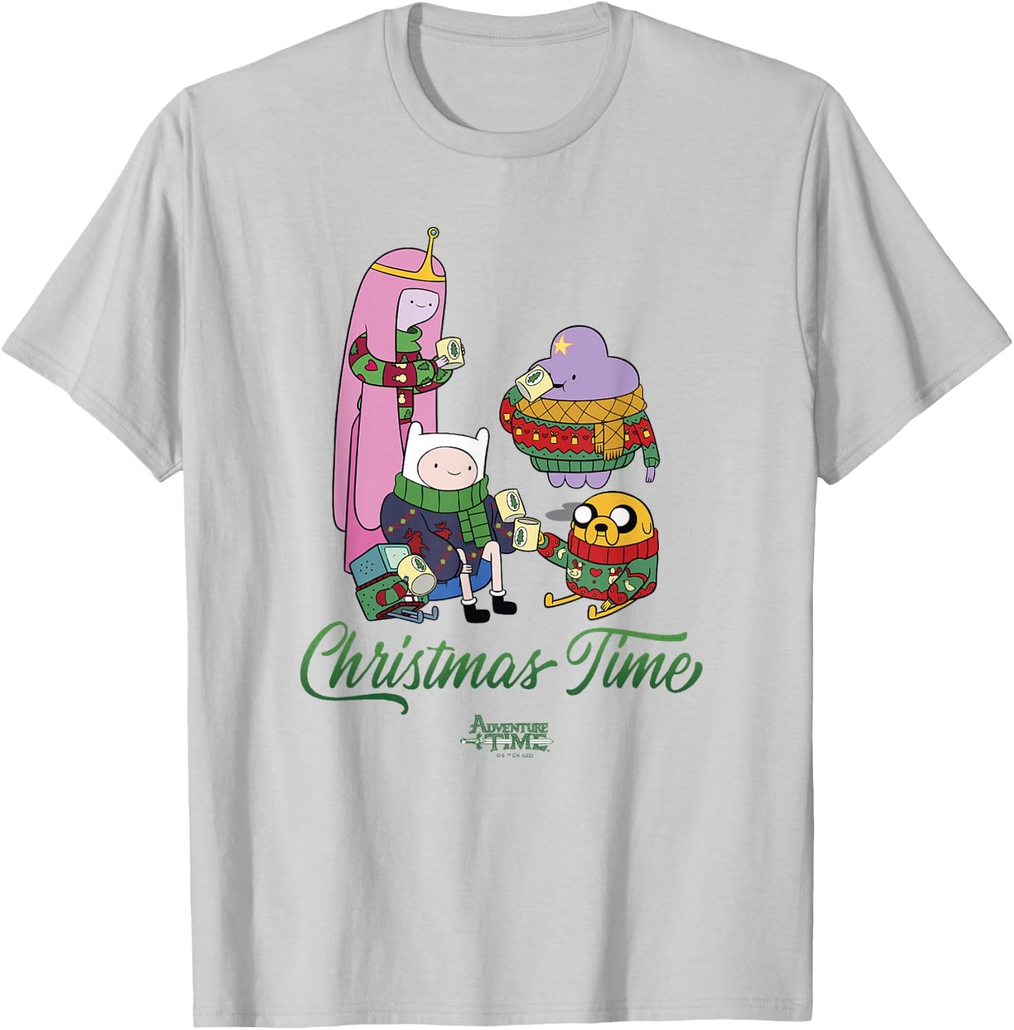 Adventure Time Christmas Friends & Cocoa T-Shirt - T-Shirt | Ash