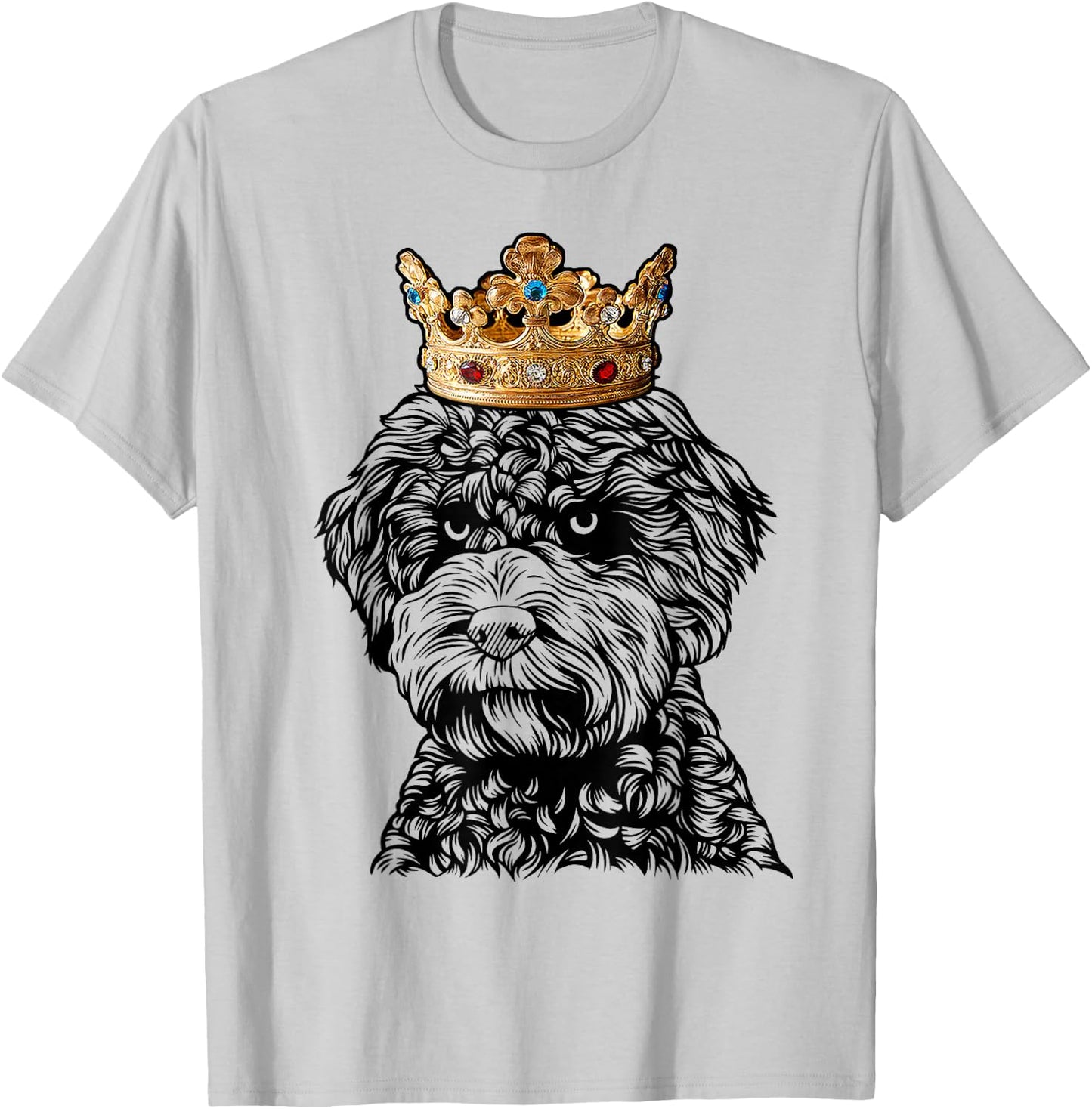 Lagotto Romagnolo Dog Wearing Crown T-Shirt - T-Shirt | Ash