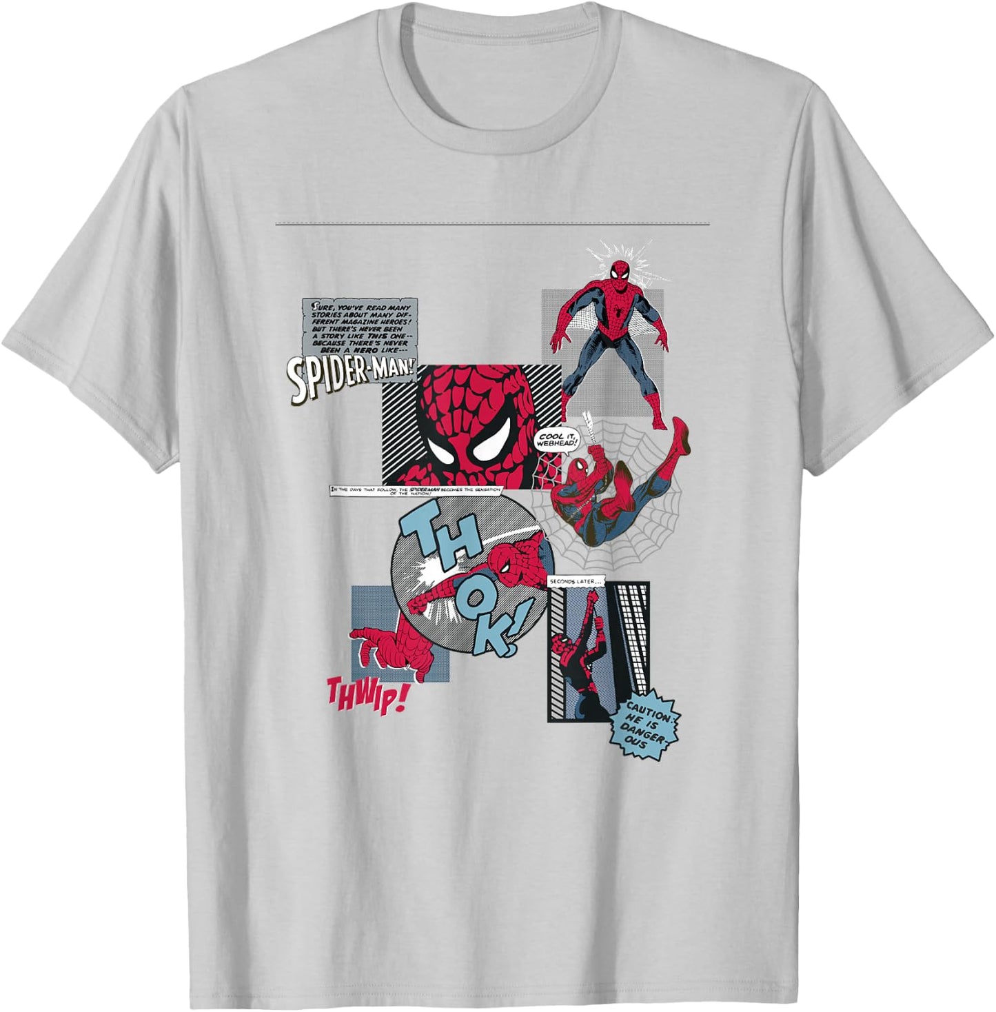 Marvel Comics Spider-Man Classic Comic Book Collage T-Shirt - T-Shirt | Ash