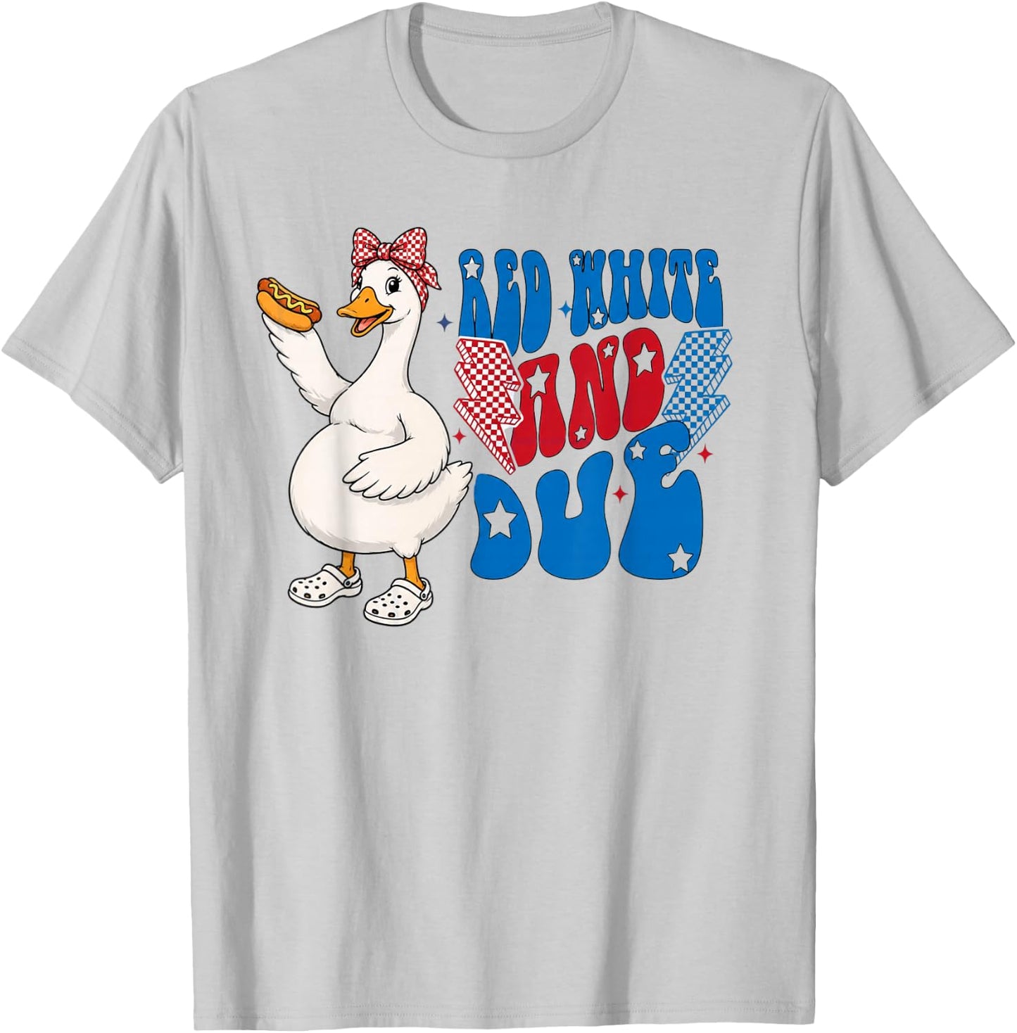 Red White, and Due Goose Pregnant 4th July Baby Reveal T-Shirt - T-Shirt | Ash