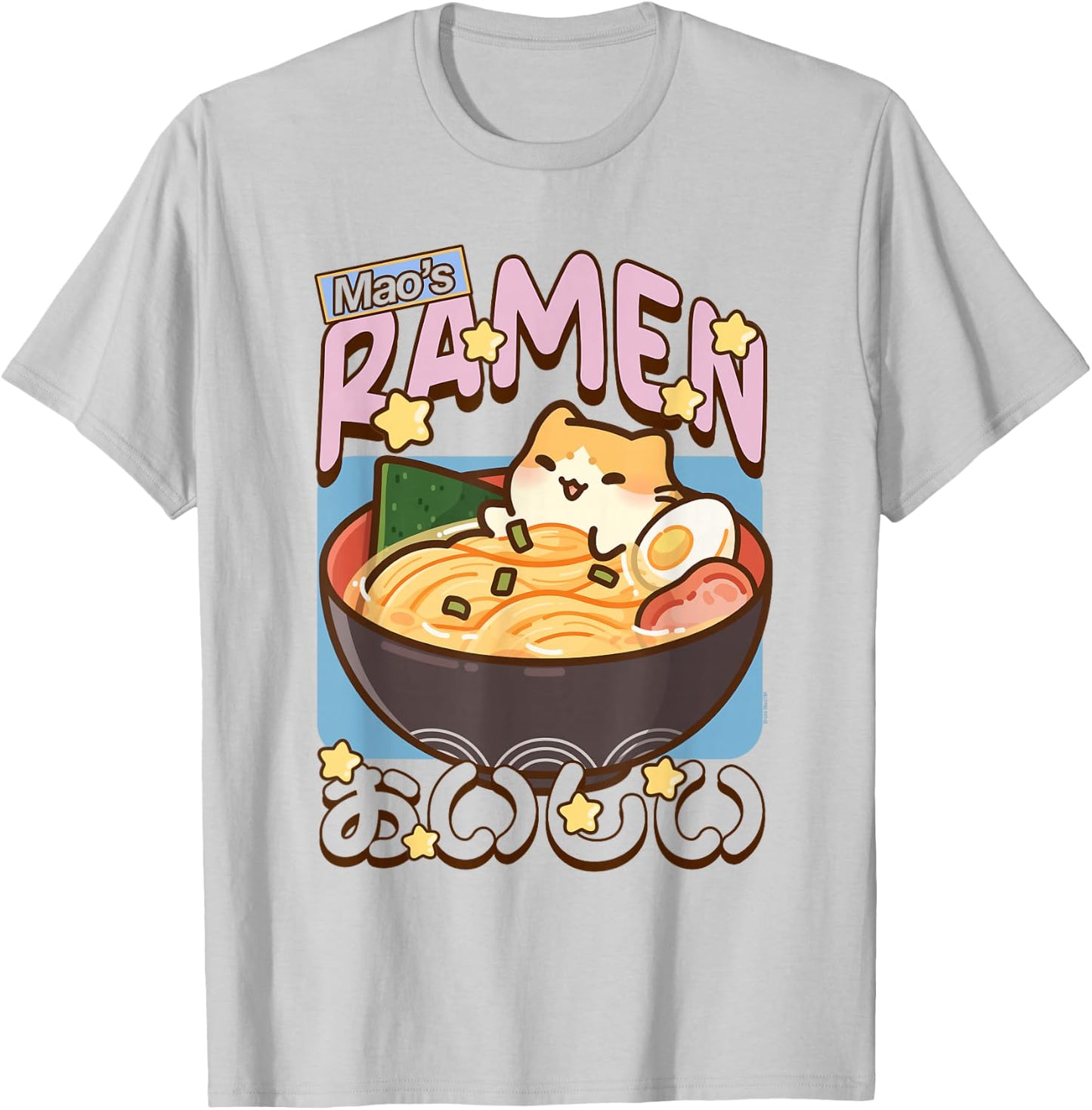 Ramen Bowl Kitty Cute Animal Foodie Design T-Shirt - T-Shirt | Ash