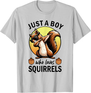Just A Boy Who Loves Squirrels T-Shirt - T-Shirt | Ash
