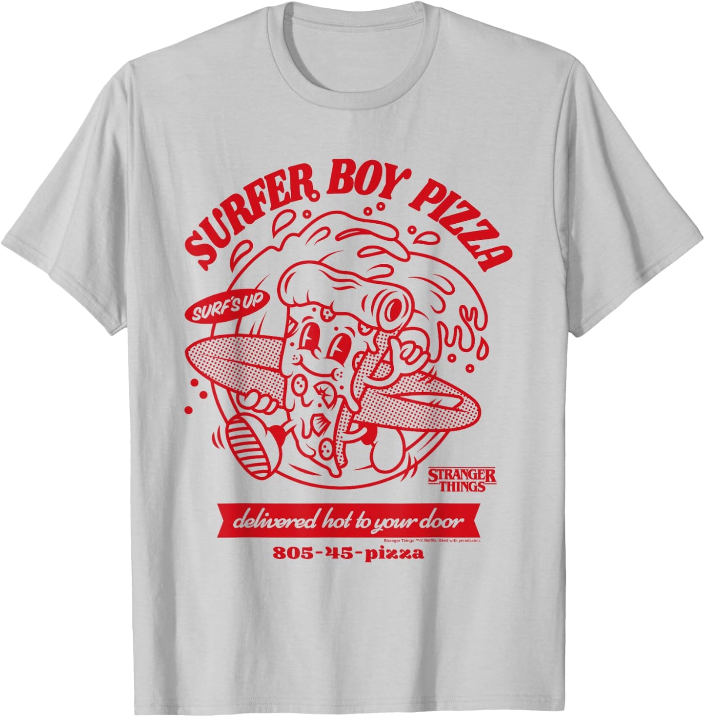 Stranger Things Surfer Boy Pizza Surf's Up T-Shirt - T-Shirt | Ash