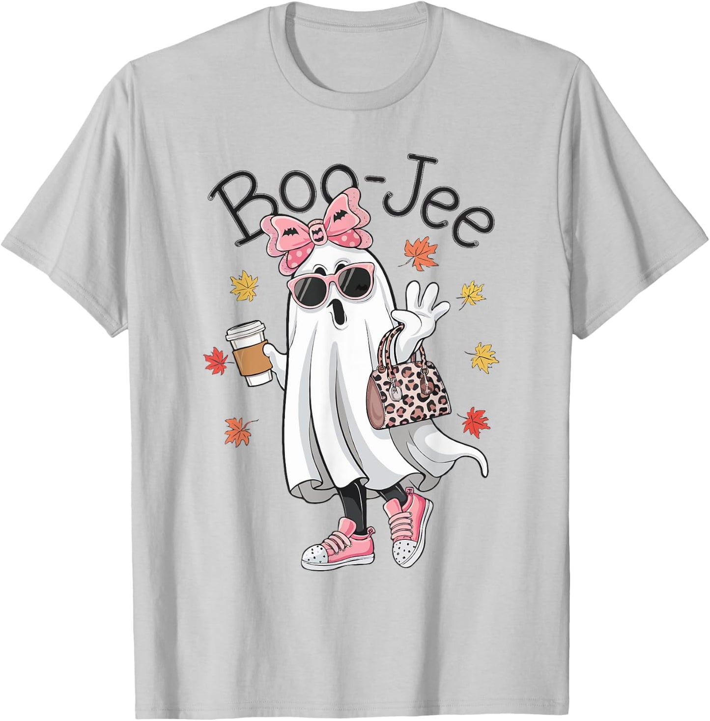 Boo Jee Ghost Halloween Leopard Ghost Coffee Girls T-Shirt - T-Shirt | Ash