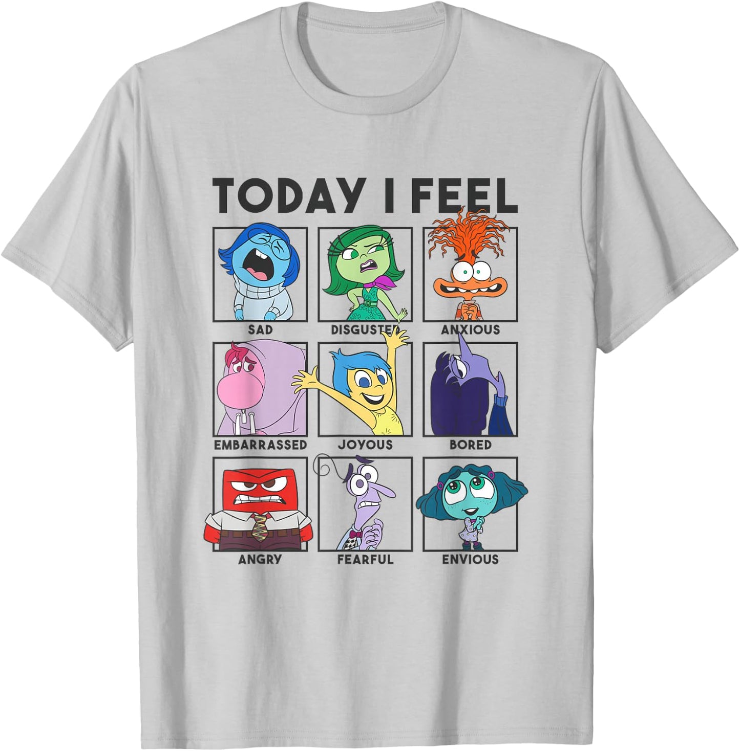 Disney Pixar Inside Out 2 Today I Feel... Emotions Panels , White T-Shirt - T-Shirt | Ash