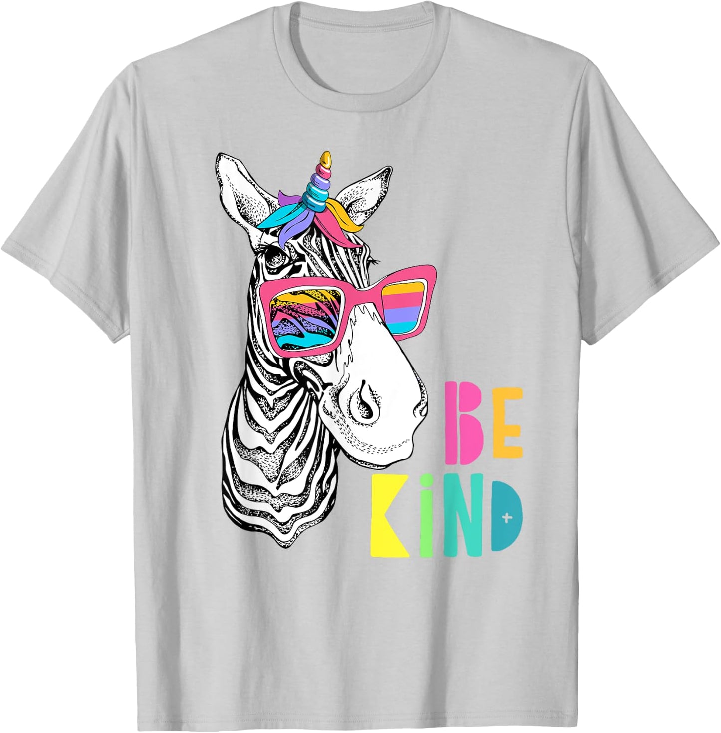 Be Kind - Choose Kindness Anti Bullying Cute Zebra Unicorn T-Shirt - T-Shirt | Ash