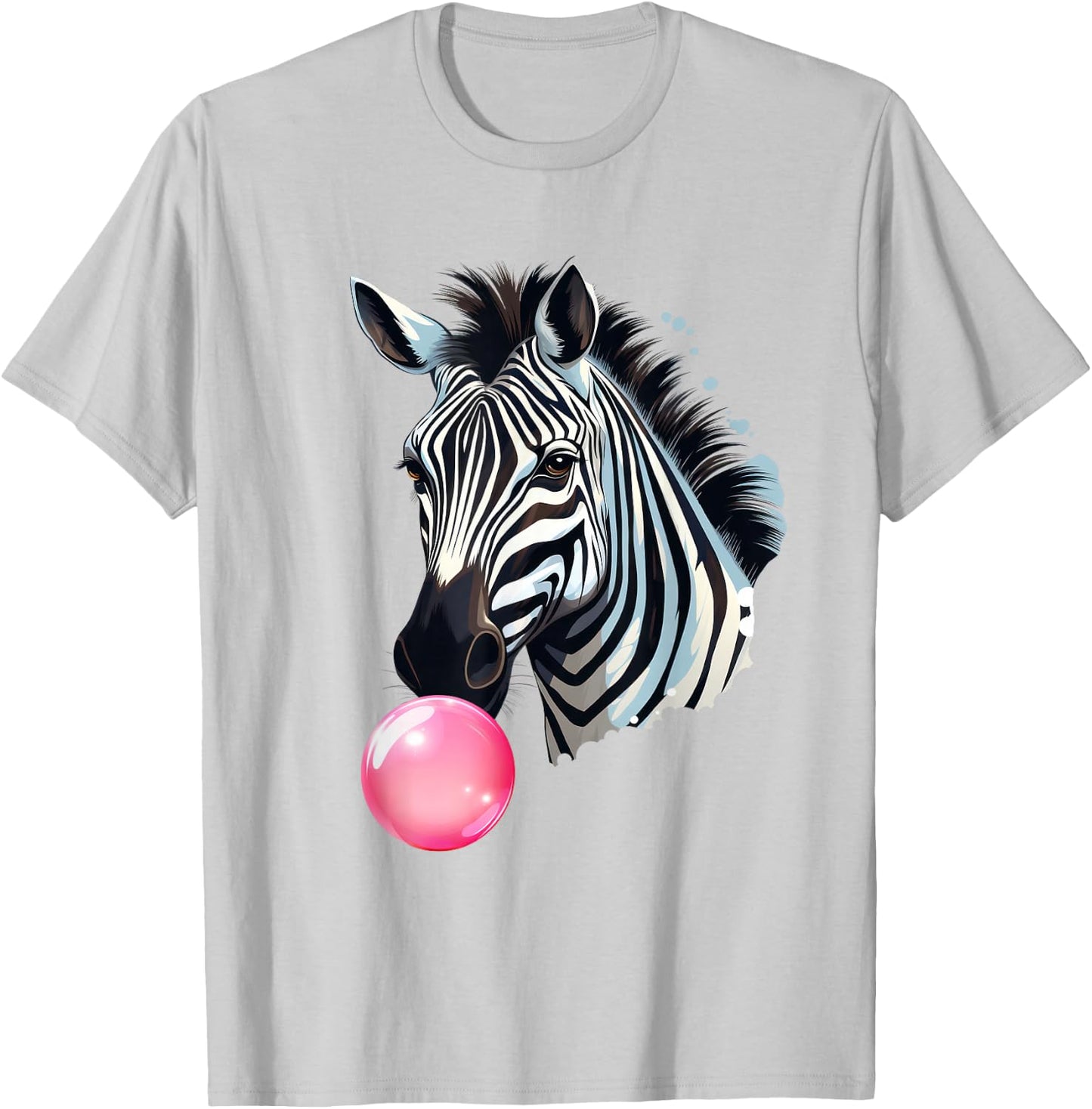 144 Animals Zebra Funny Zebra Bubblegum - -Adults, Kids - Blue - Short Sleeve - Zebra Print - Casual - All Seasons T-Shirt - T-Shirt | Ash