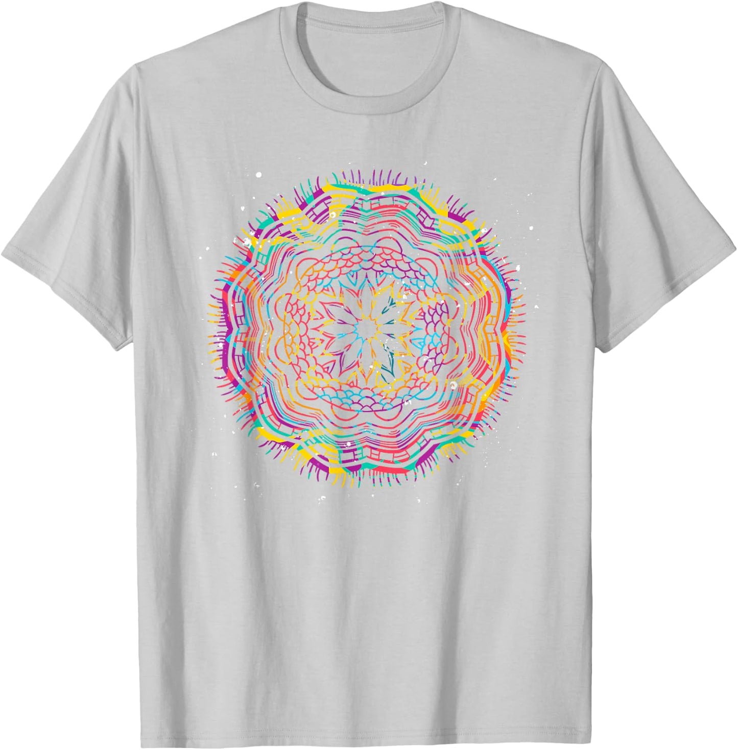 Bohemian Fractal Geometry Yogi Spiritual Mandala T-Shirt - T-Shirt | Ash