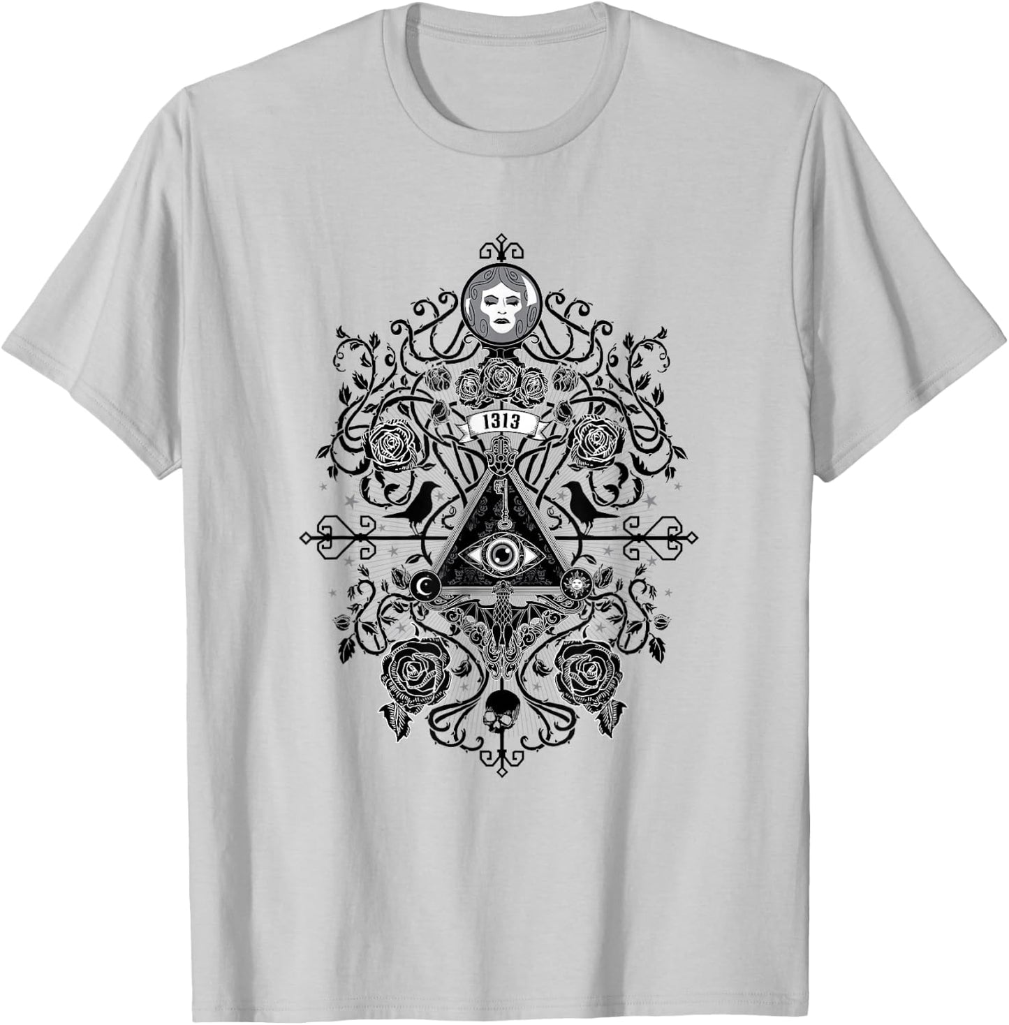 The Haunted Mansion 1313 Disneyland DR All Seeing Eye Symbol T-Shirt - T-Shirt | Ash
