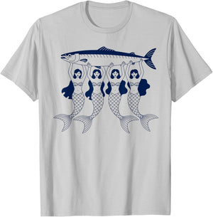 Mermaid Sardine Tinned Fish Sea Food Canned Sardines Ocean T-Shirt - T-Shirt | Ash