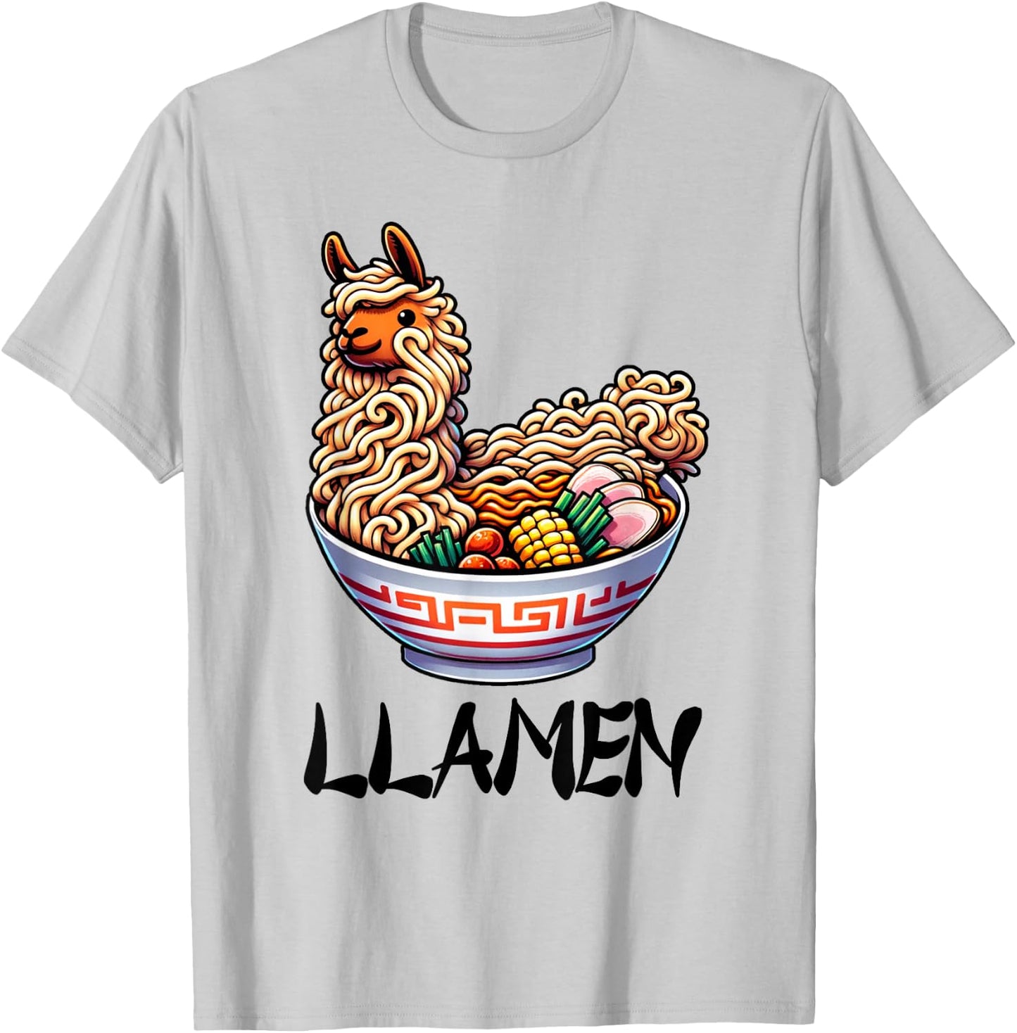 Llamen Noodles Chinese Food Alpaca Llama Lover T-Shirt - T-Shirt | Ash