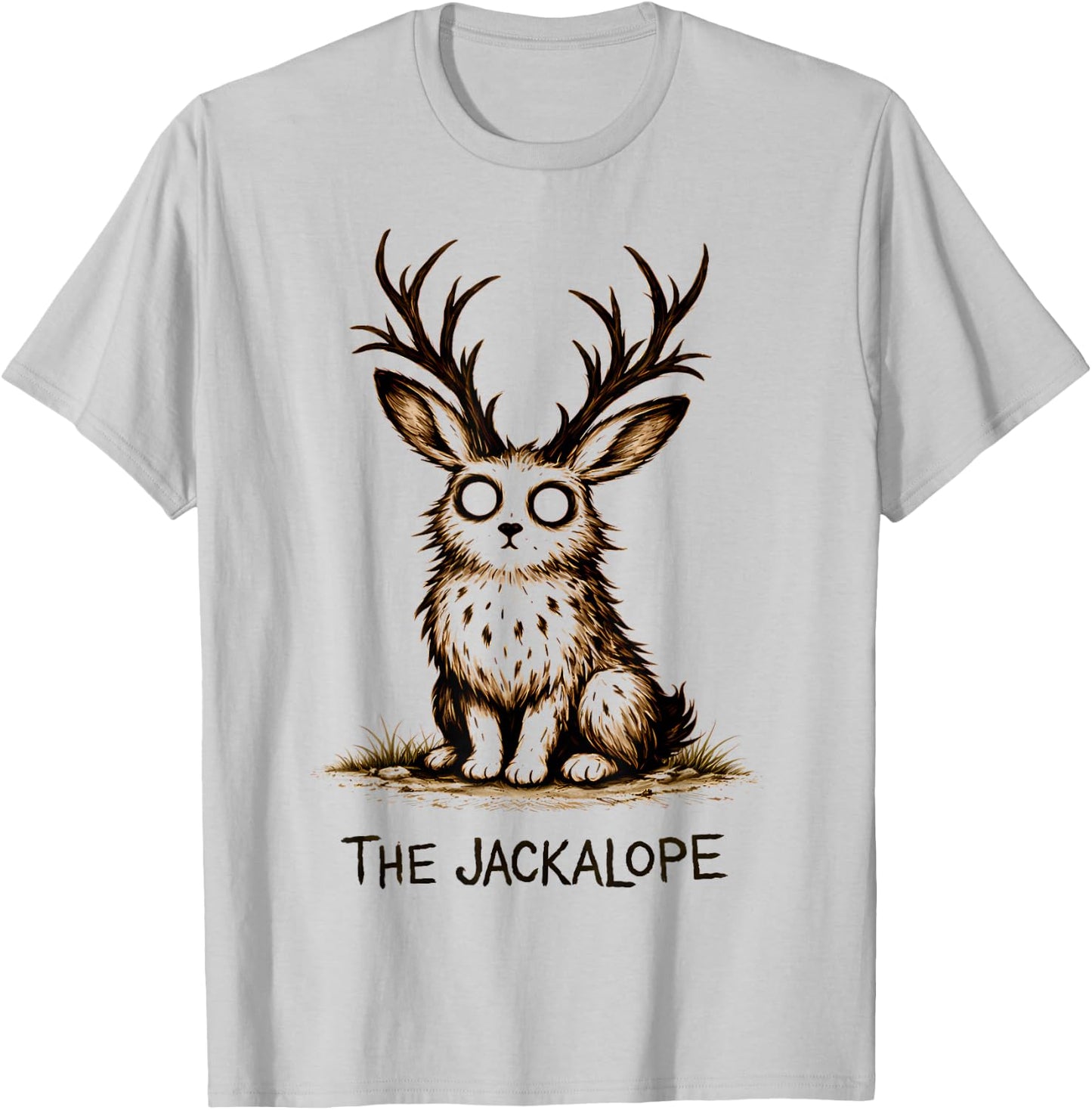 Jackalope Cute Creepy Cryptid T-Shirt - T-Shirt | Ash