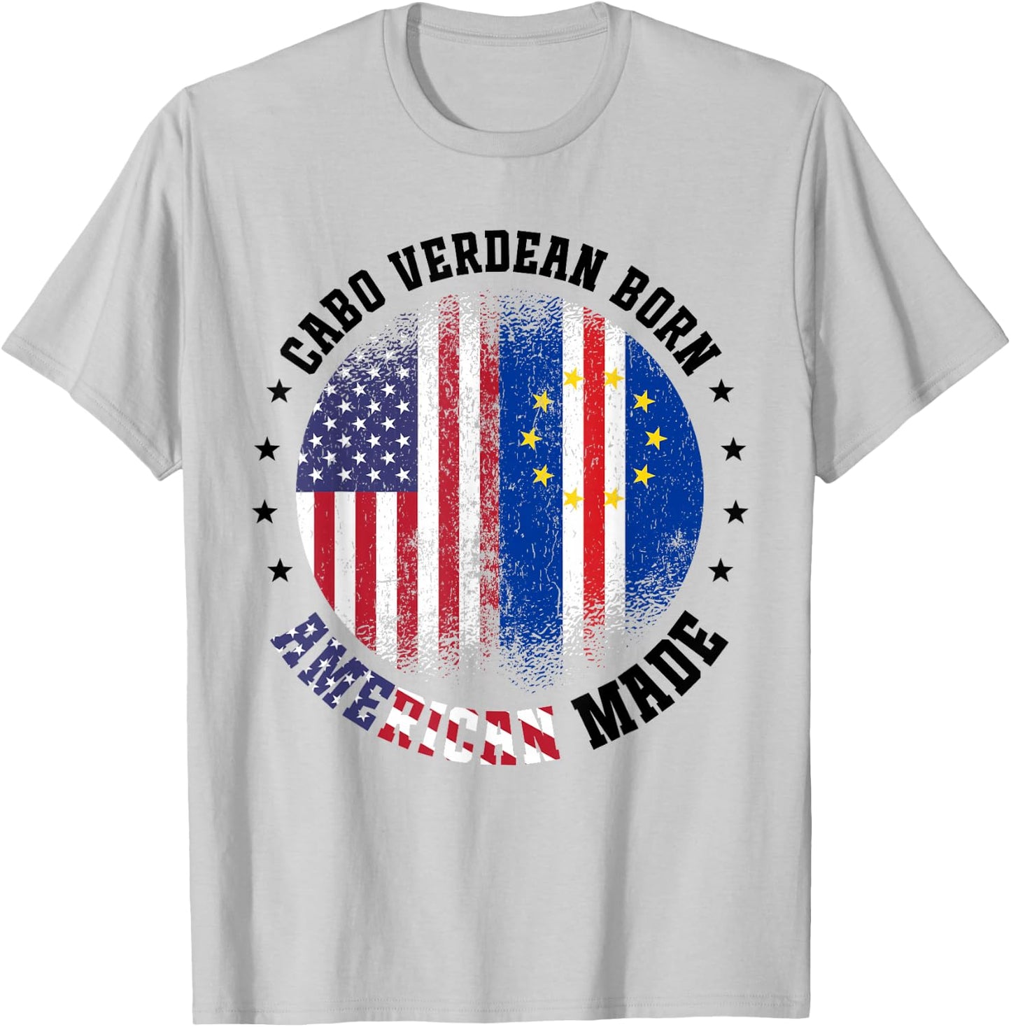 Cabo Verdean Flag American US Flag Outfit for Cabo Verde T-Shirt - T-Shirt | Ash