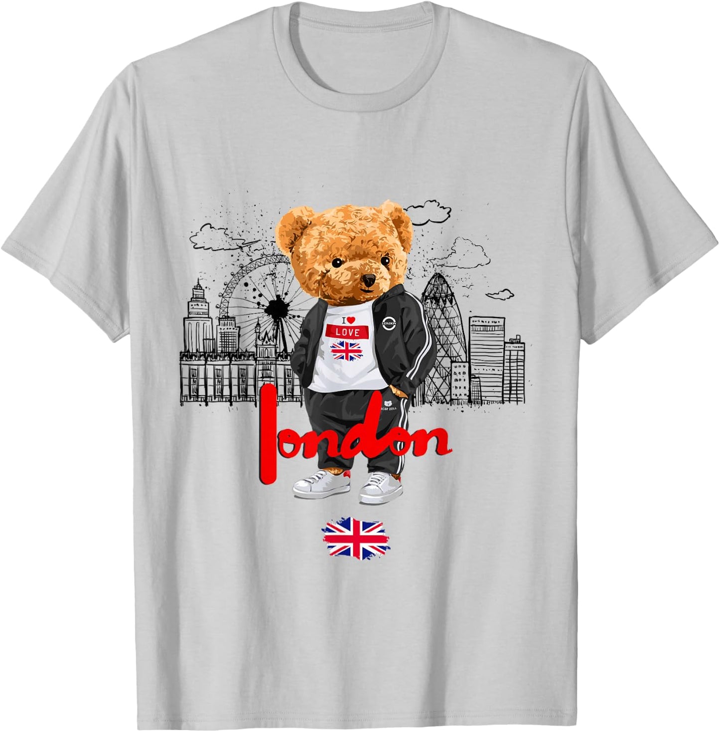 London Royal Teddybär Bad Boy Illustration Grafik Anime T-Shirt - T-Shirt | Ash
