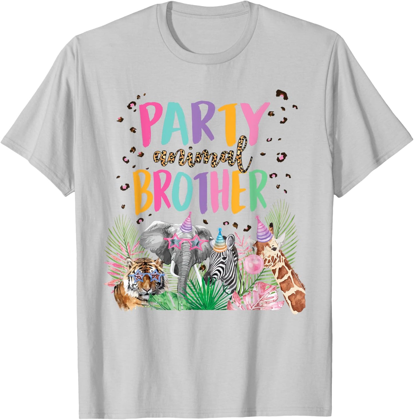Brother Of The Birthday Boy Girl Zoo Theme Animal Party T-Shirt - T-Shirt | Ash