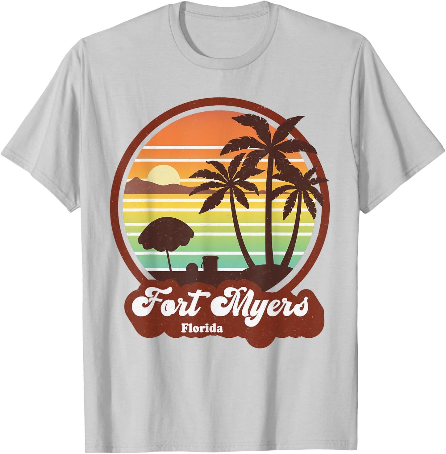Vintage Fort Myers Beach Souvenirs Florida Beach FL Retro T-Shirt - T-Shirt | Ash