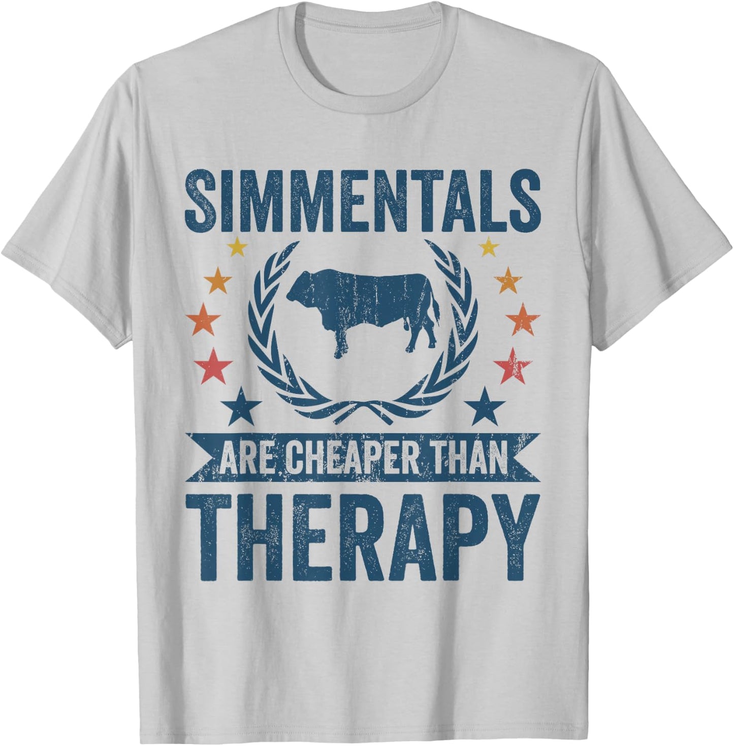 Cow Cheaper Therapy - Cattle Farmer Rancher Simmental T-Shirt - T-Shirt | Ash