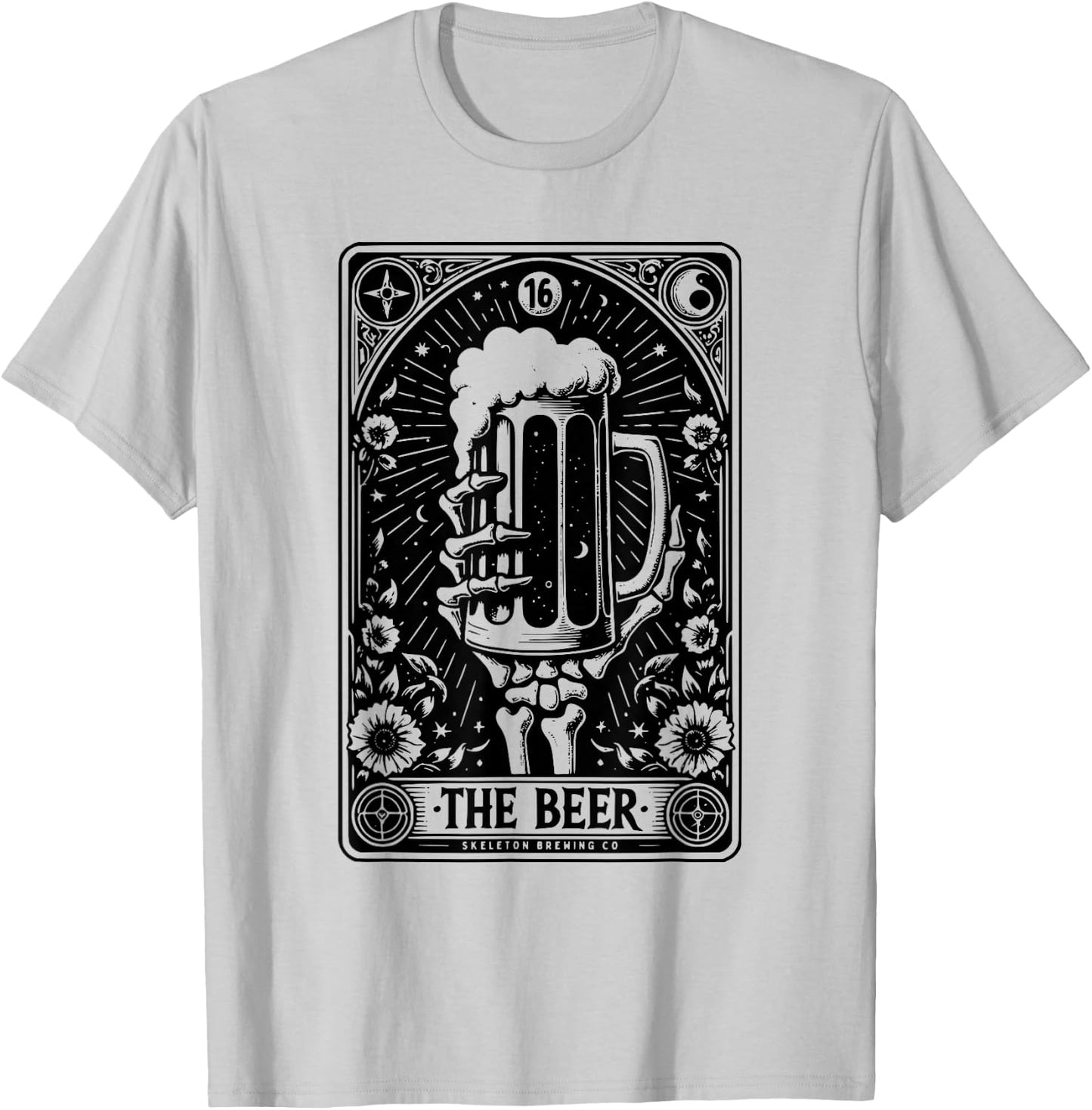 Tarot Card The Beer Beer Skeleton Beer Glass Tarot Cards T-Shirt - T-Shirt | Ash