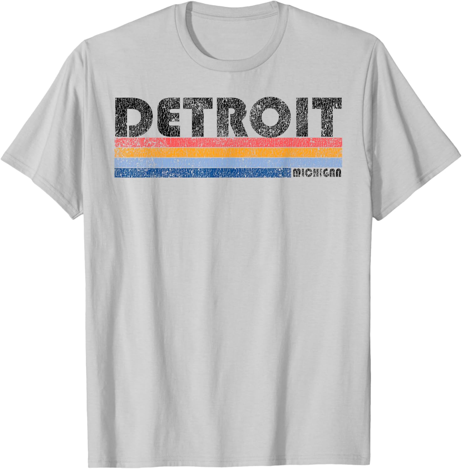 Vintage 1980s Style Detroit Michigan T-Shirt - T-Shirt | Ash
