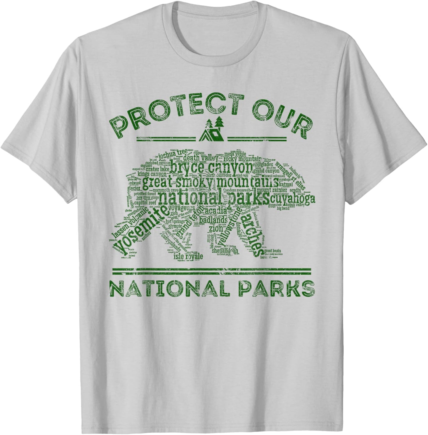 Protect Our Parks National Park Bear Hiking Nature T-Shirt - T-Shirt | Ash