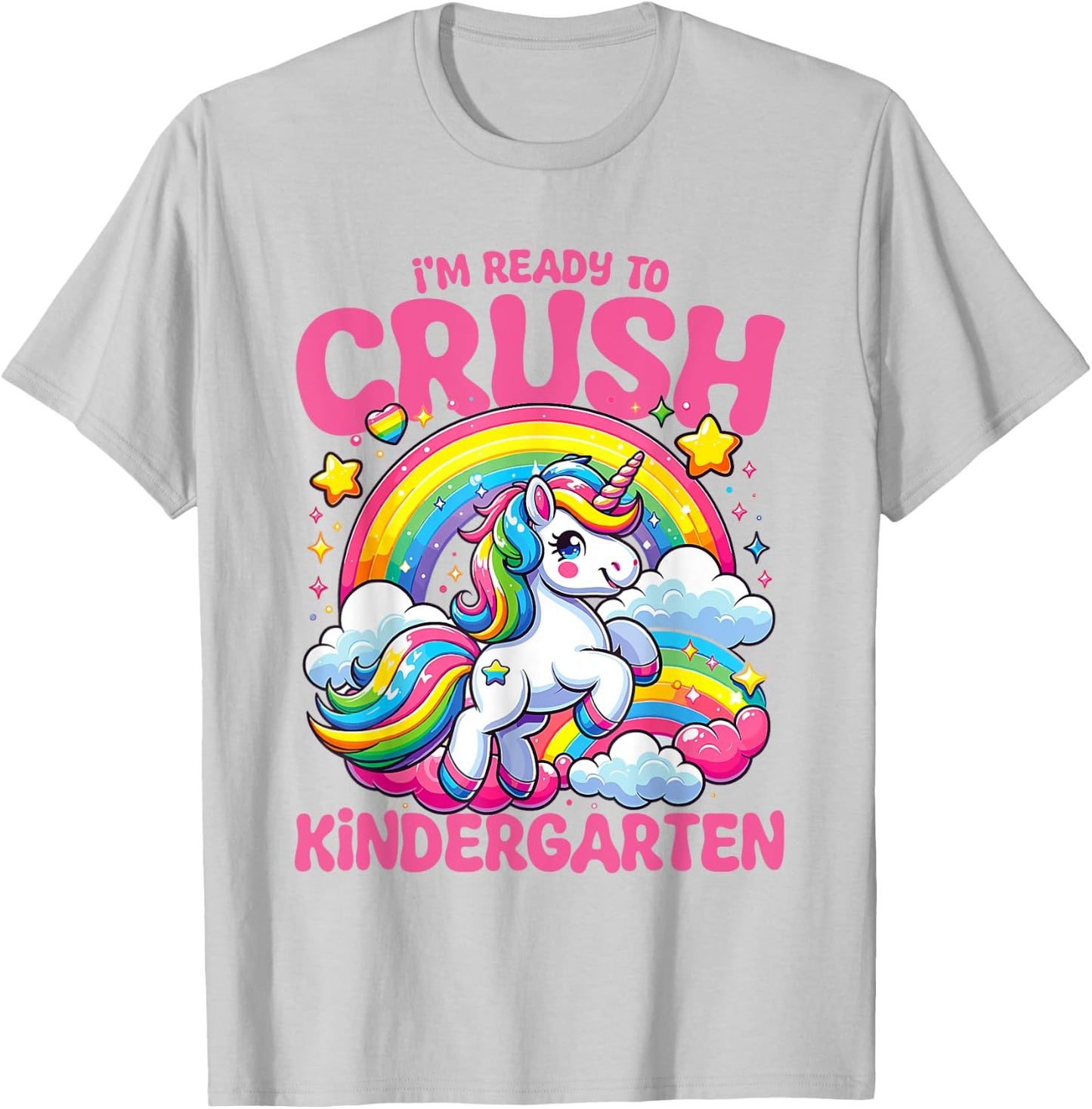 Crush Kindergarten Unicorn Girls Teacher Back to School T-Shirt - T-Shirt | Ash