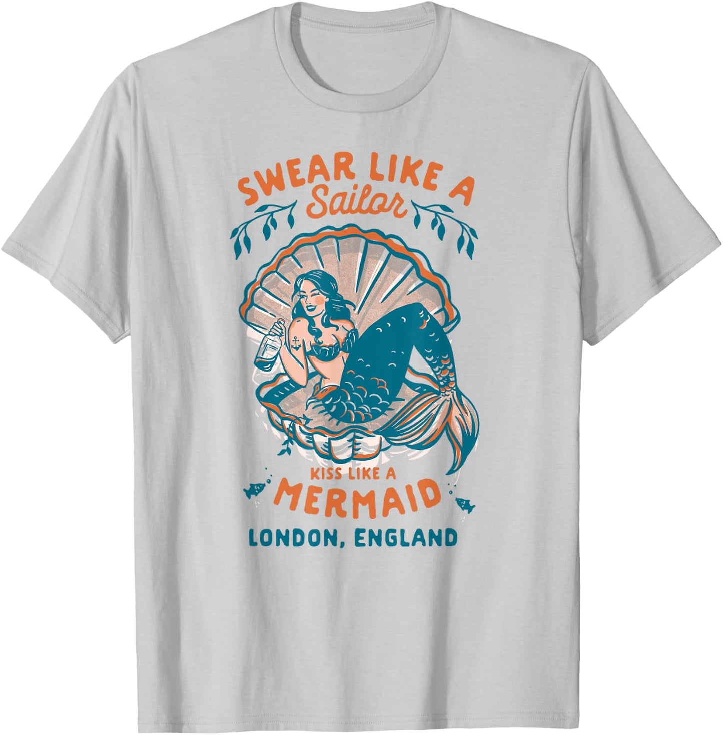 London, England Tiki Bar & Lounge Cool Vintage Pinup Mermaid T-Shirt - T-Shirt | Ash