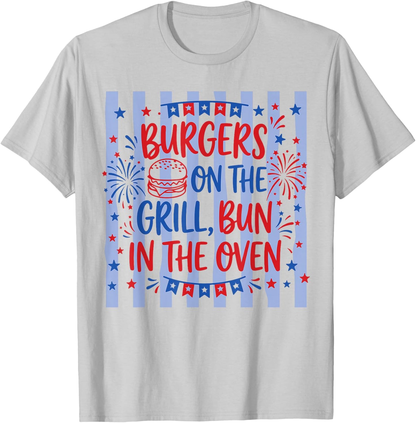 Retro Burgers On The Grill Bun in The Oven Pregnant T-Shirt - T-Shirt | Ash