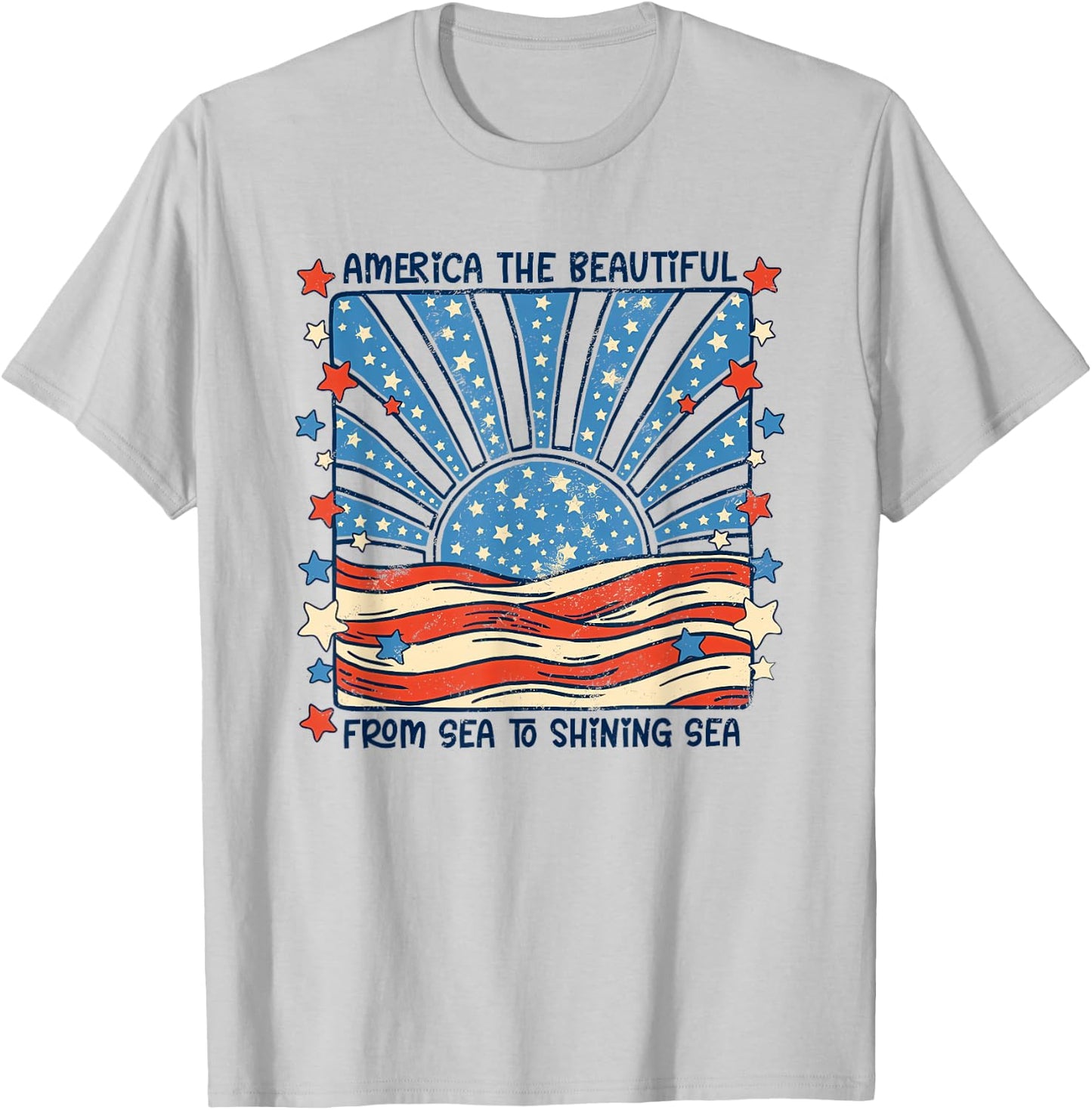 America the Beautiful from sea to Shining sea T-Shirt - T-Shirt | Ash