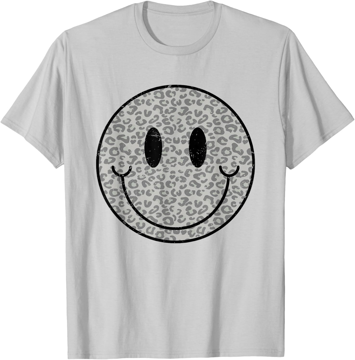 Cute Happy Face Retro Aesthetic Leopard Smile Face Women Men T-Shirt - T-Shirt | Ash