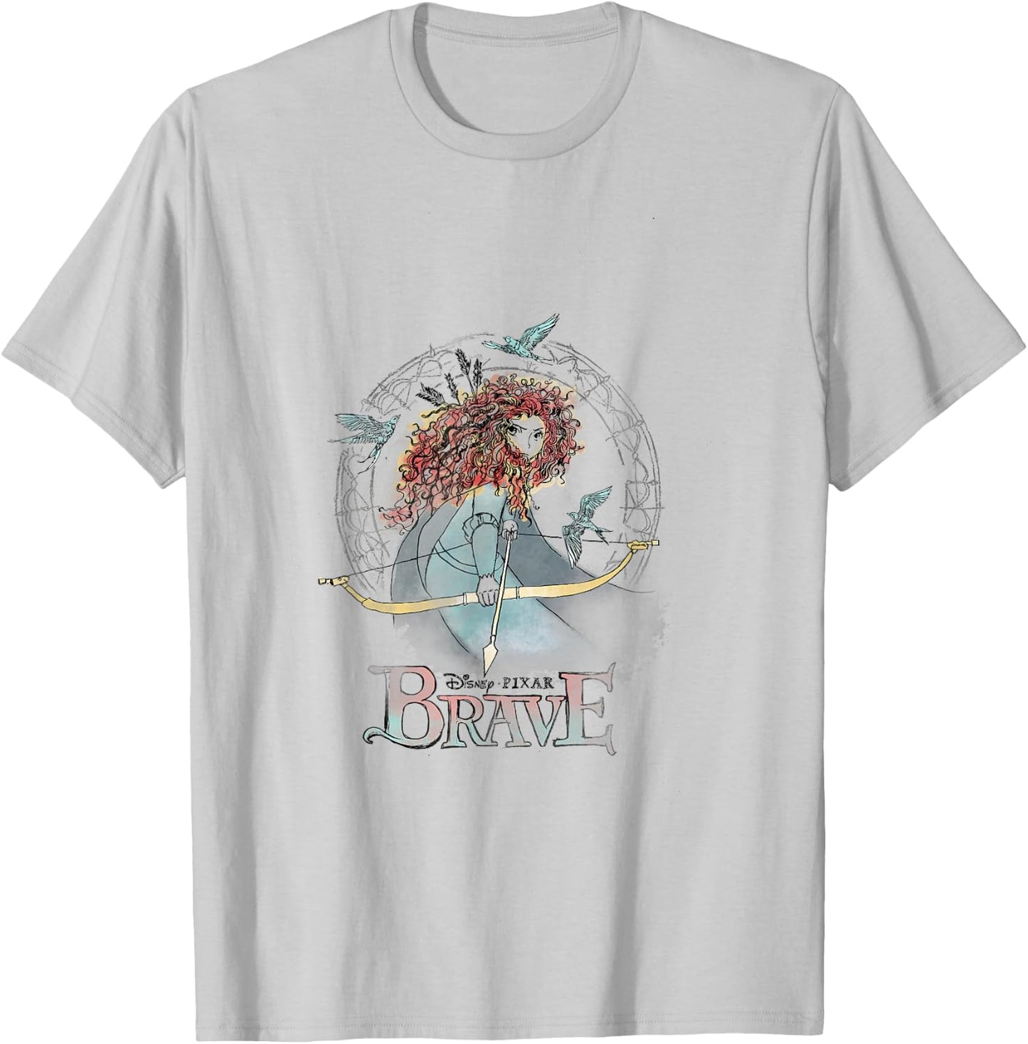 Disney Brave Merida Water Color Sketch Graphic T-Shirt - T-Shirt | Ash