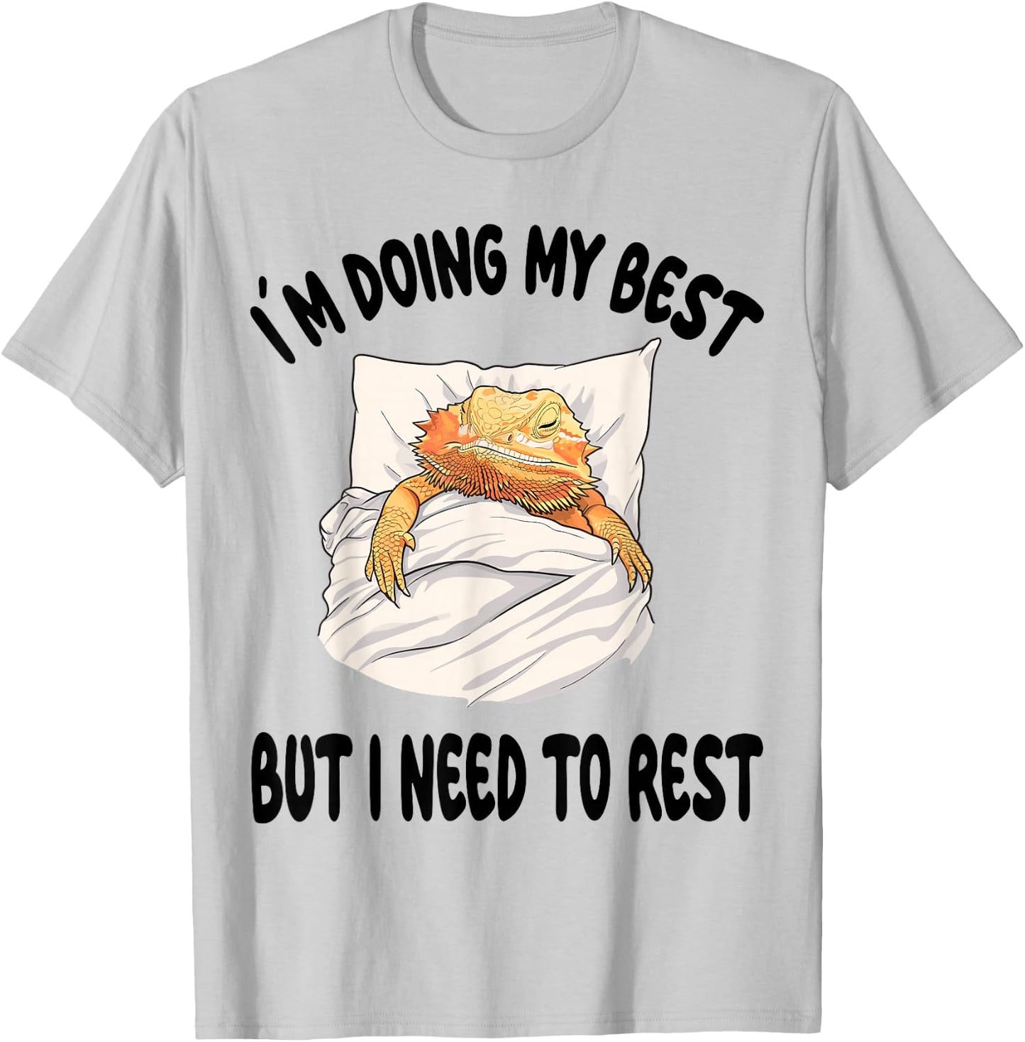 Bearded Dragon Pajamas Nightgown Sleeping Napping T-Shirt - T-Shirt | Ash