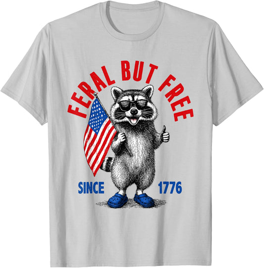 Trash Panda Freedom USA Flag Independence Day T-Shirt - T-Shirt | Ash
