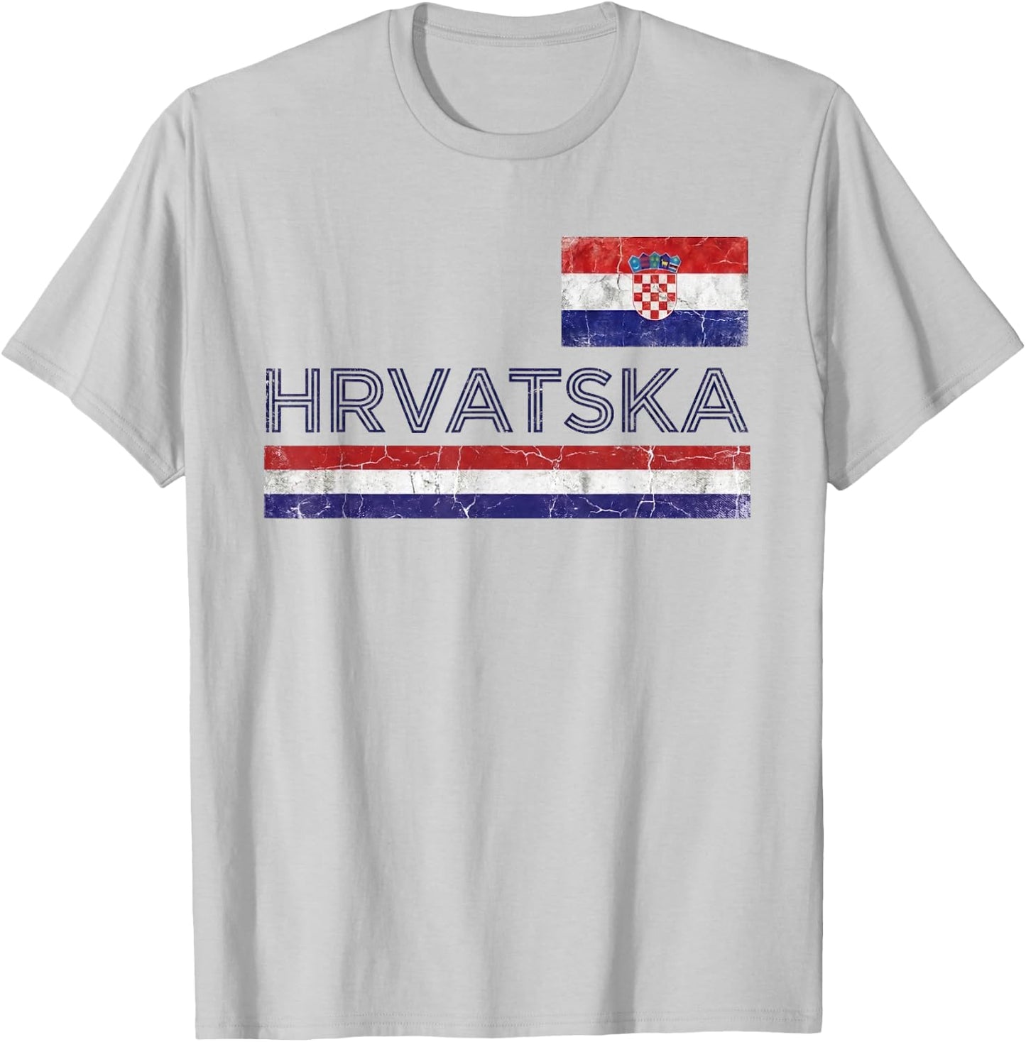 Croatia Hrvatska Flag Zagreb Croatian Jersey Retro T-Shirt - T-Shirt | Ash
